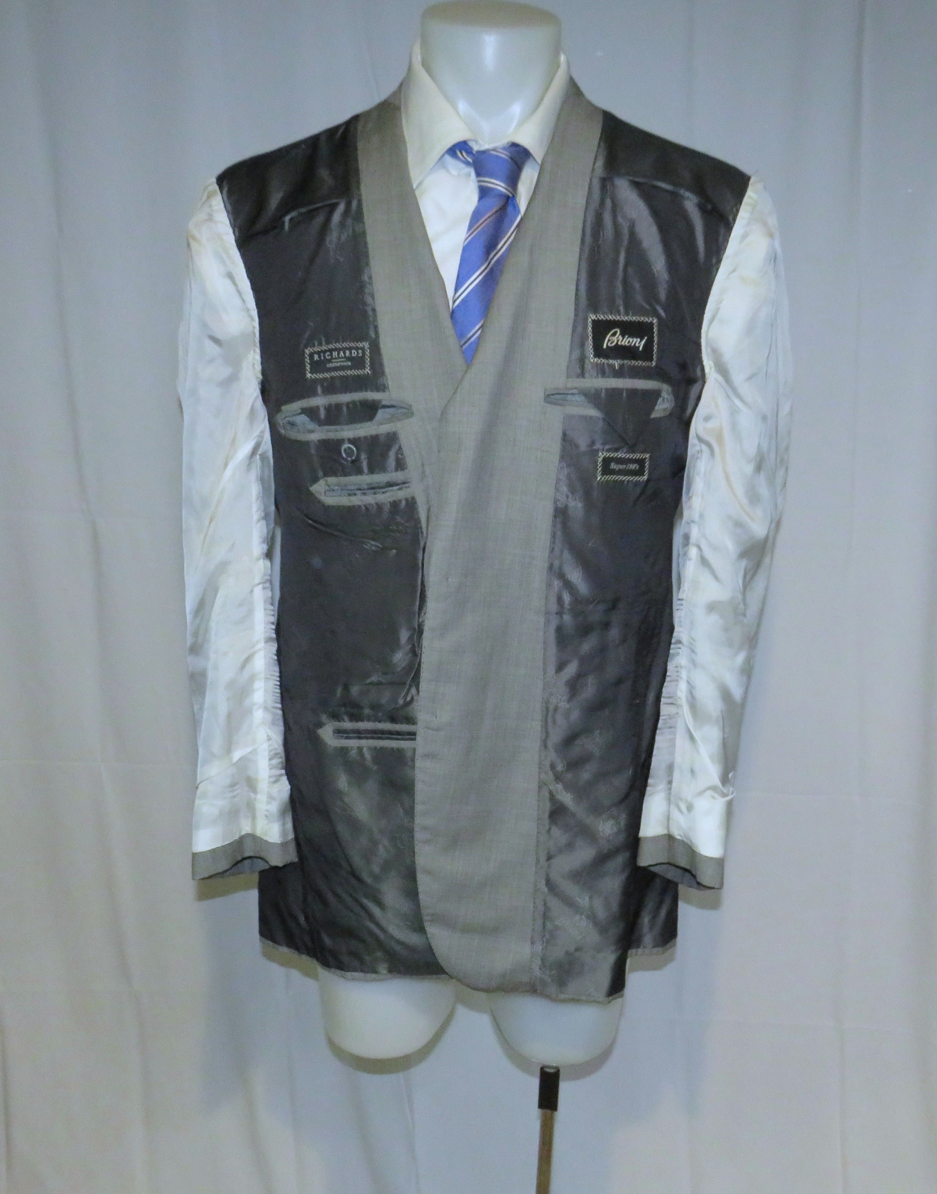 Brioni Nomentano Gray Nailshead Super 180 Two Button Sport Coat 44L Size 44L - 10 Thumbnail