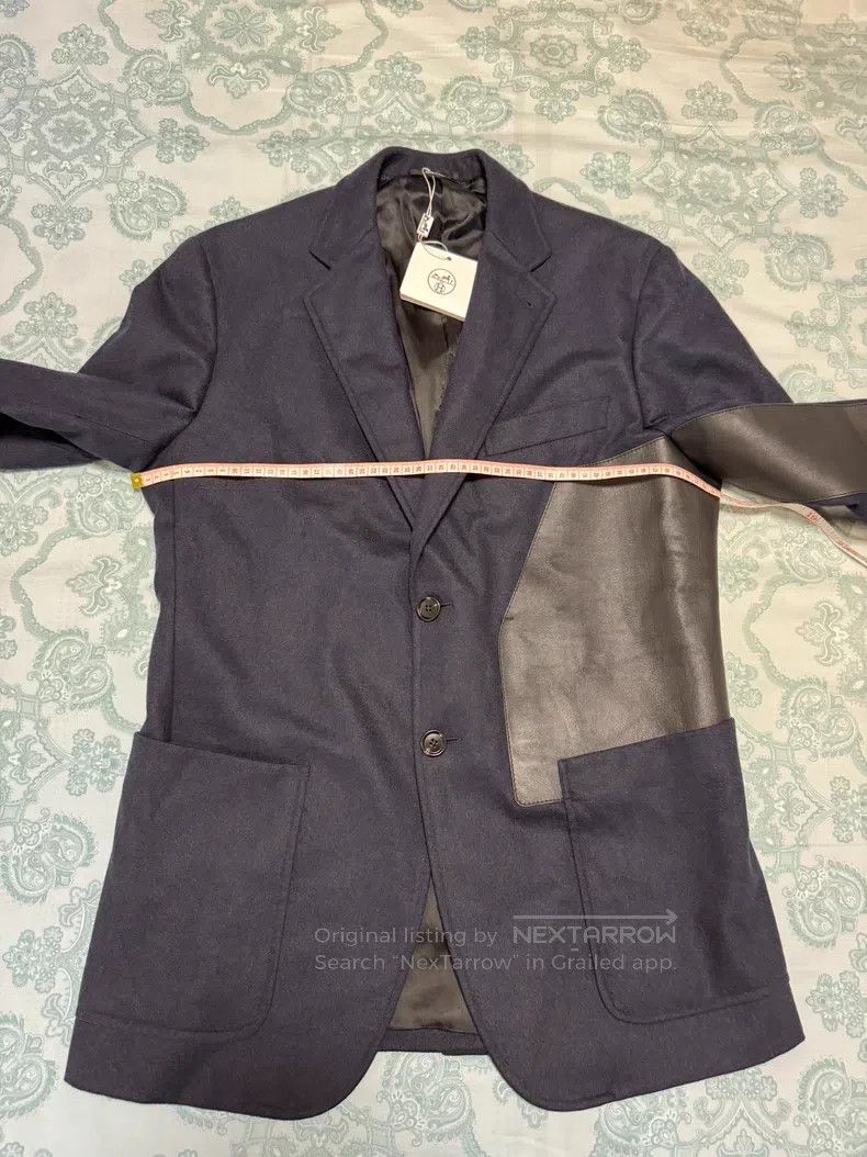 Hermes Hermes Wool Leather Blazer Jacket, 100% Wool + Calf Leathe Size 50R - 4 Thumbnail