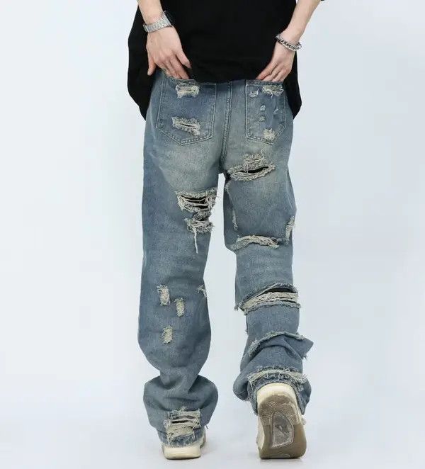 VIBE High Street Beggar Distressed Micro Flare Wide Leg Jeans Size US 32 / EU 48 - 3 Thumbnail
