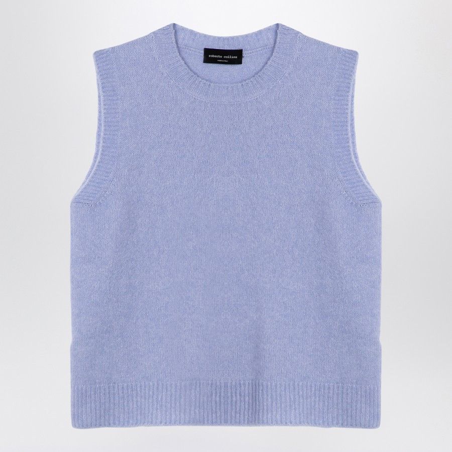 Roberto Cavalli o1d2blof0924 Cashmere Waistcoat in Light Blue Size XS / US 0-2 / IT 36-38 - 1 Thumbnail