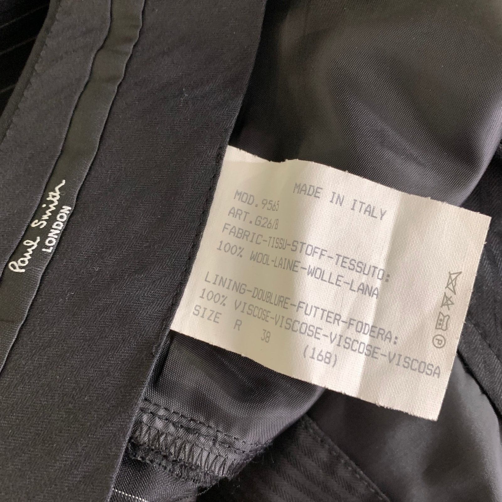 Paul Smith PAUL SMITH 38 Black White Pinstripe Wool Notch Lapel Suit Size 38R - 9 Thumbnail