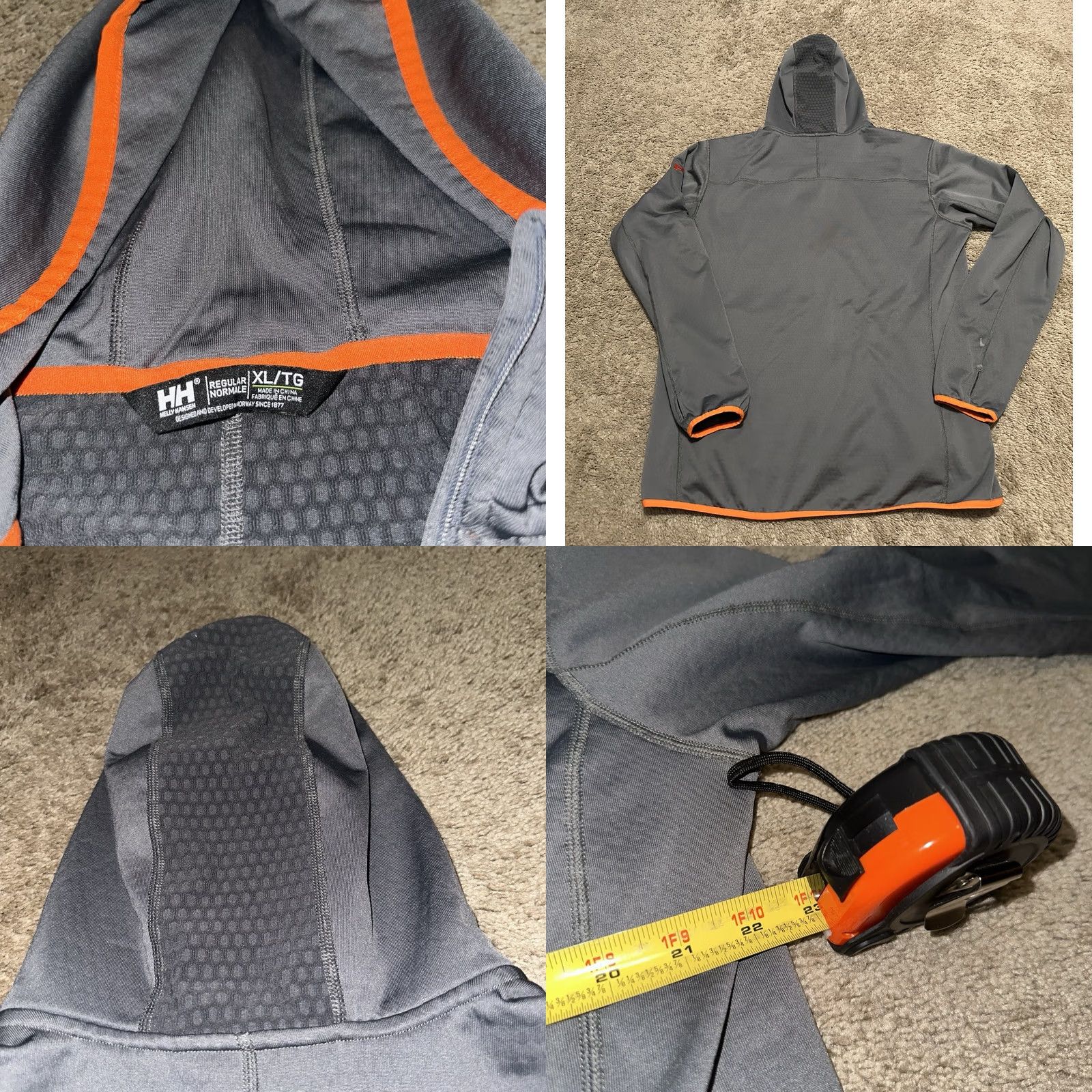 Helly Hansen Helly Hansen Mens XL Vertex Quiet Shade Full Zip Jacket Gray Orange Size US XL / EU 56 / 4 - 8 Thumbnail