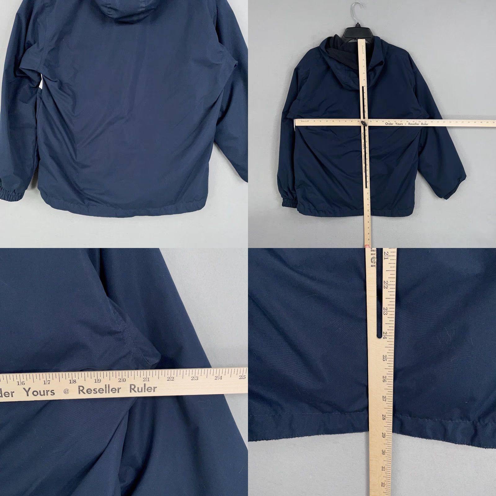 Vintage Mackinac Island Michigan Jacket Mens Small Navy Hooded Windbreaker Rain Coat Zip Lined Water Resistant Dimco Apparel Navy Striped Front Zipper Pockets Size US S / EU 44-46 / 1 - 8 Thumbnail