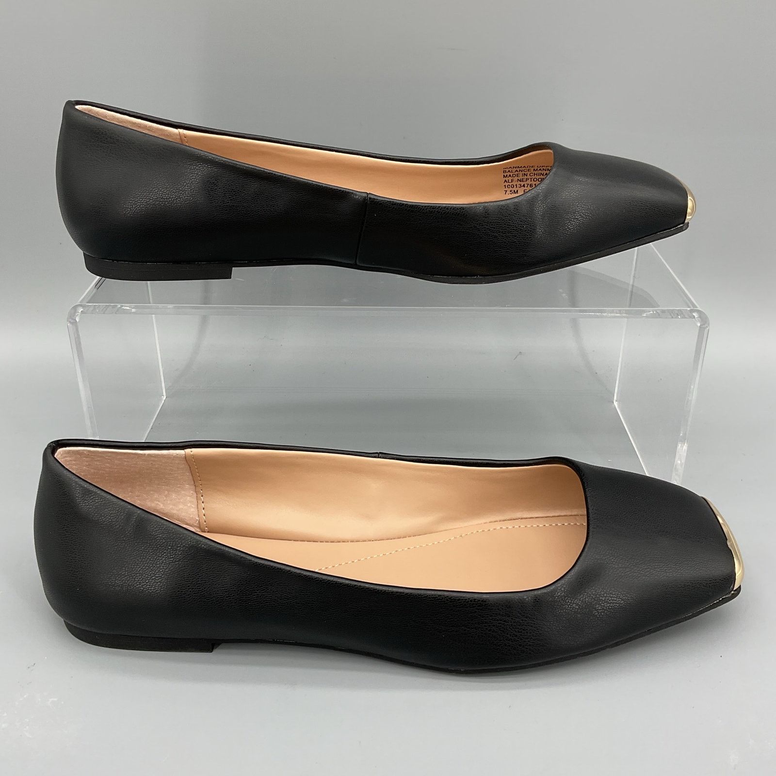 Alfani Alfani Women Metallic Neptoon Square Toe Flats Black Sz 7.5M Size US 7.5 / IT 37.5 - 1 Thumbnail