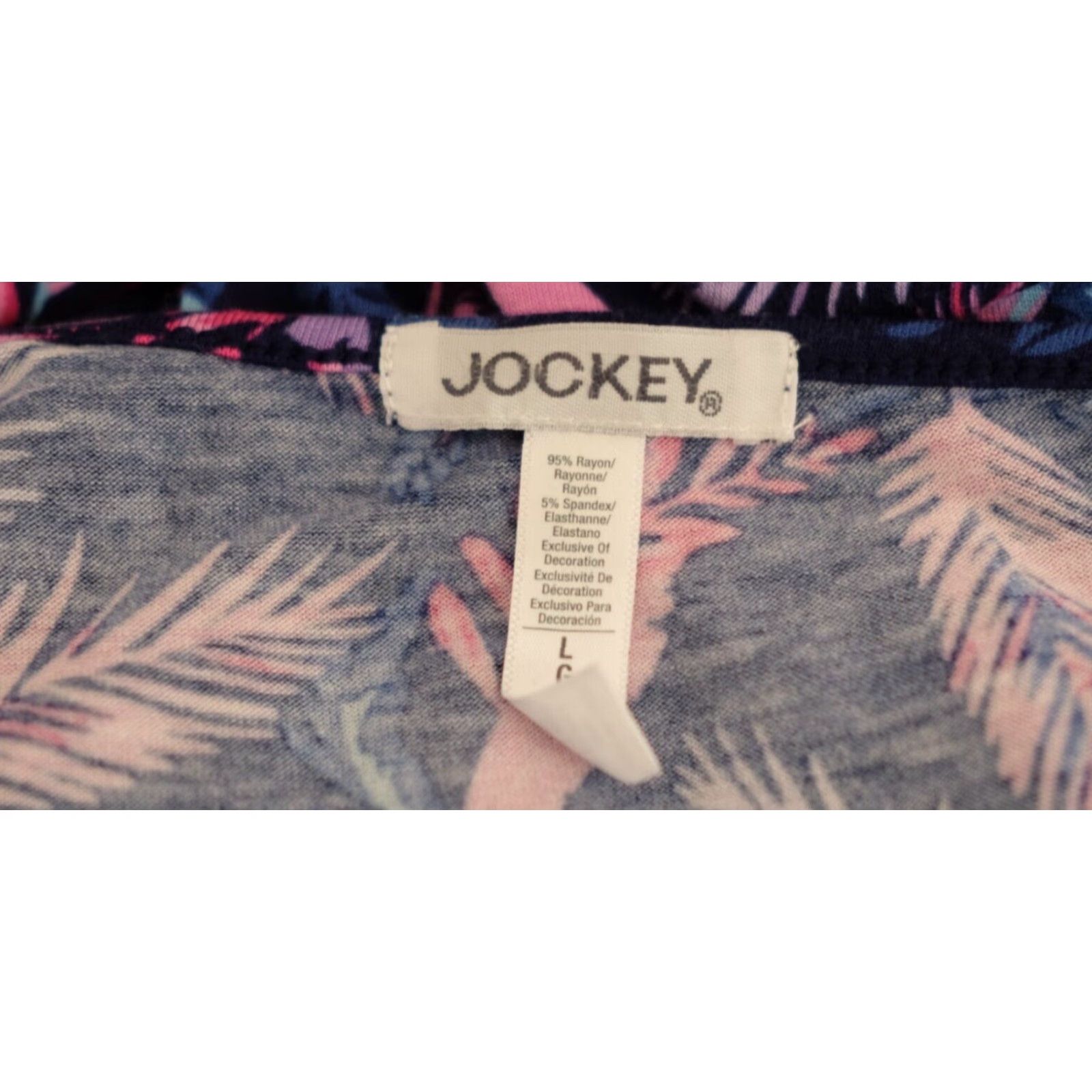 Jockey EUC Jockey Leaves Print Sleeveless Nightgown Chemise L Navy Women Gown Size ONE SIZE - 7 Thumbnail
