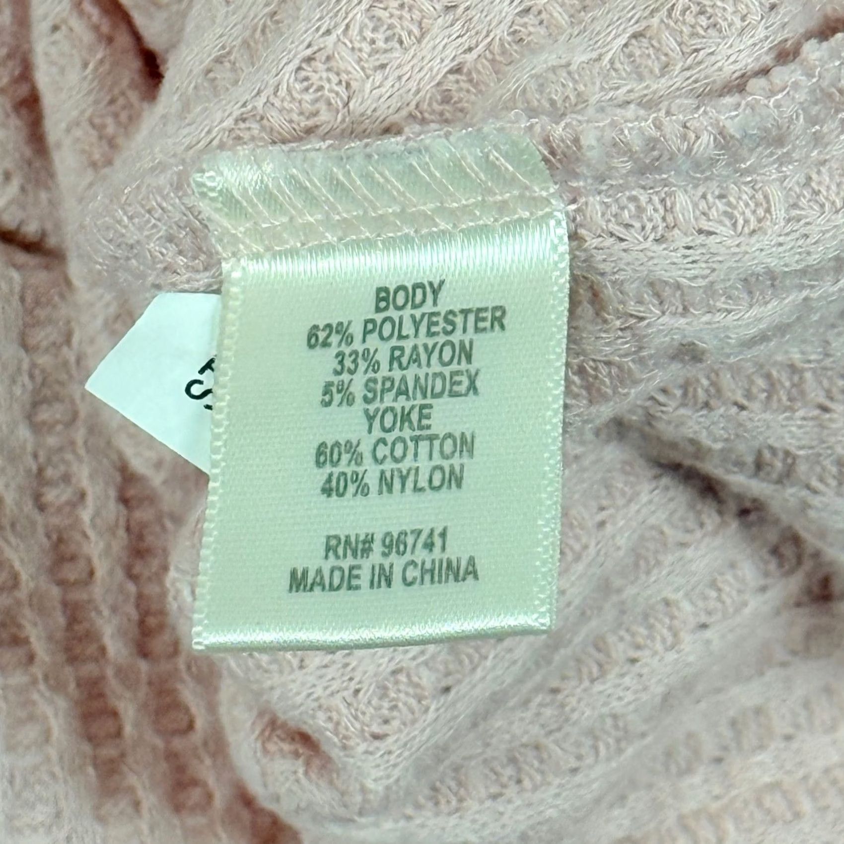 Pinko Womens Floral Lace Cold Shoulder Waffle Knit V Neck Long Sleeve Pale Pink Top Size M / US 6-8 / IT 42-44 - 3 Thumbnail