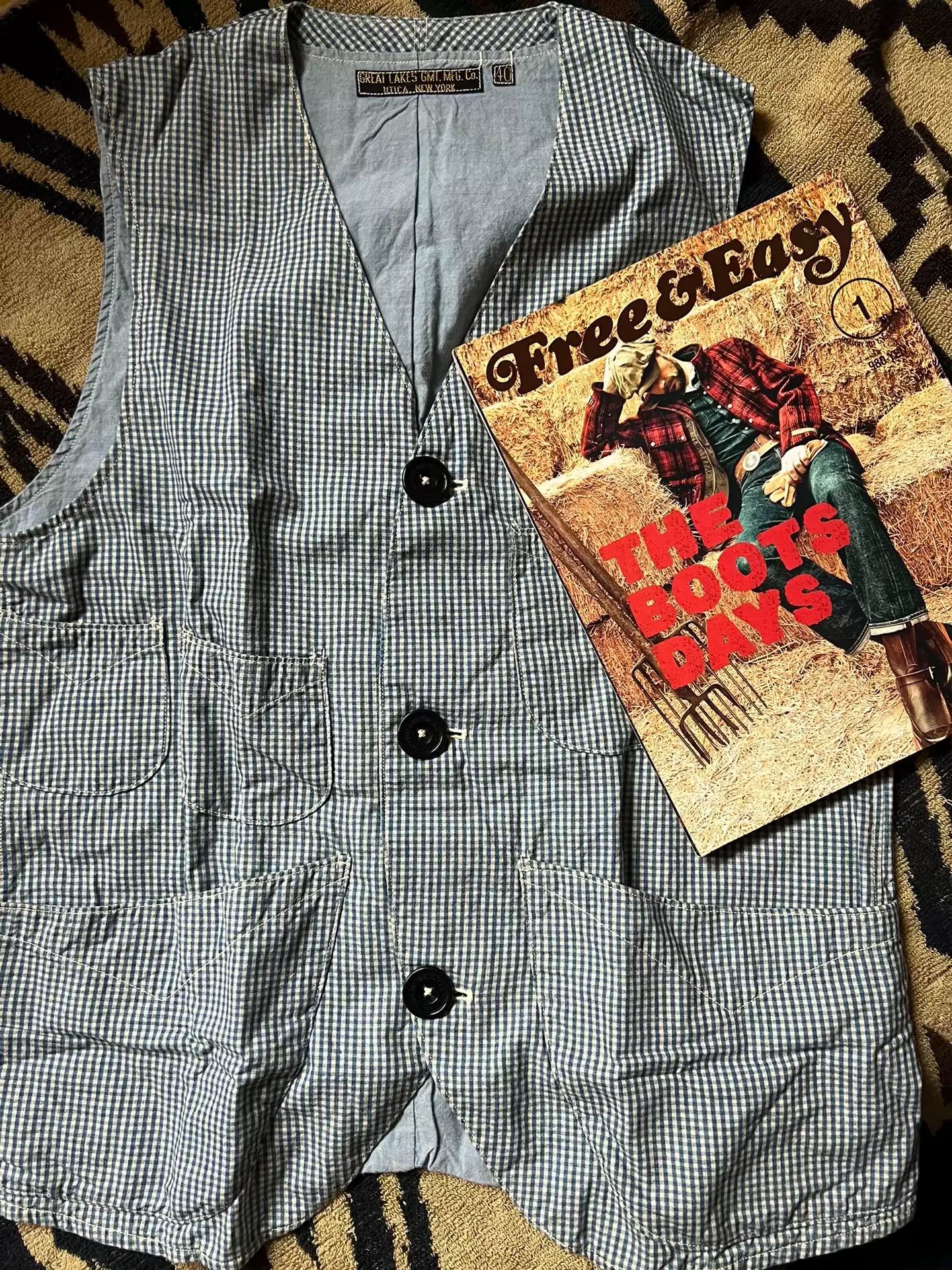 image of Freewheelers Great Lakes Multi-Pocket Vest in Blue, Men's (Size Large)