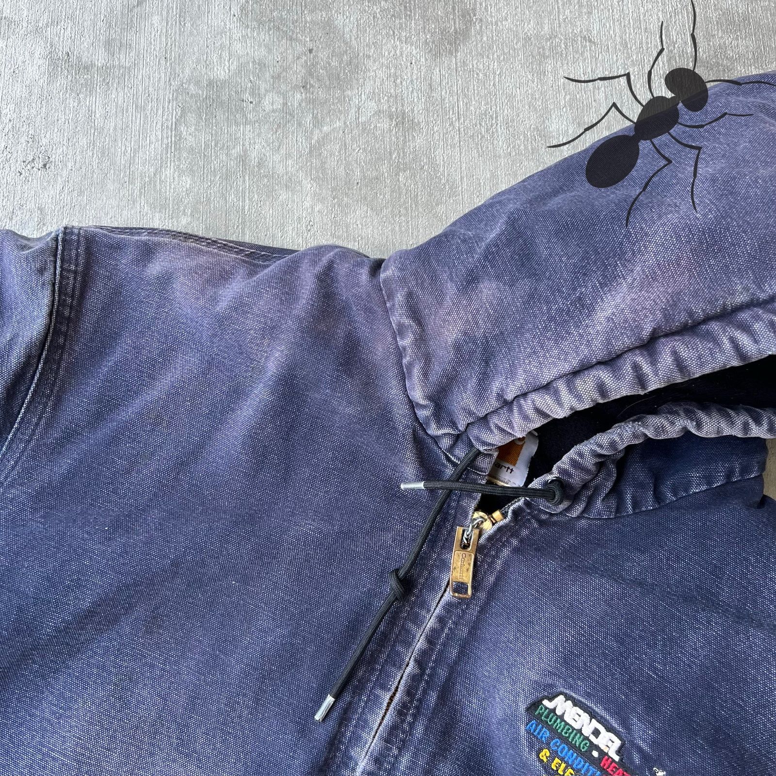 Carhartt × Vintage Carhartt J130 MDT faded blue hooded work wear jacket Size US L / EU 52-54 / 3 - 16 Thumbnail