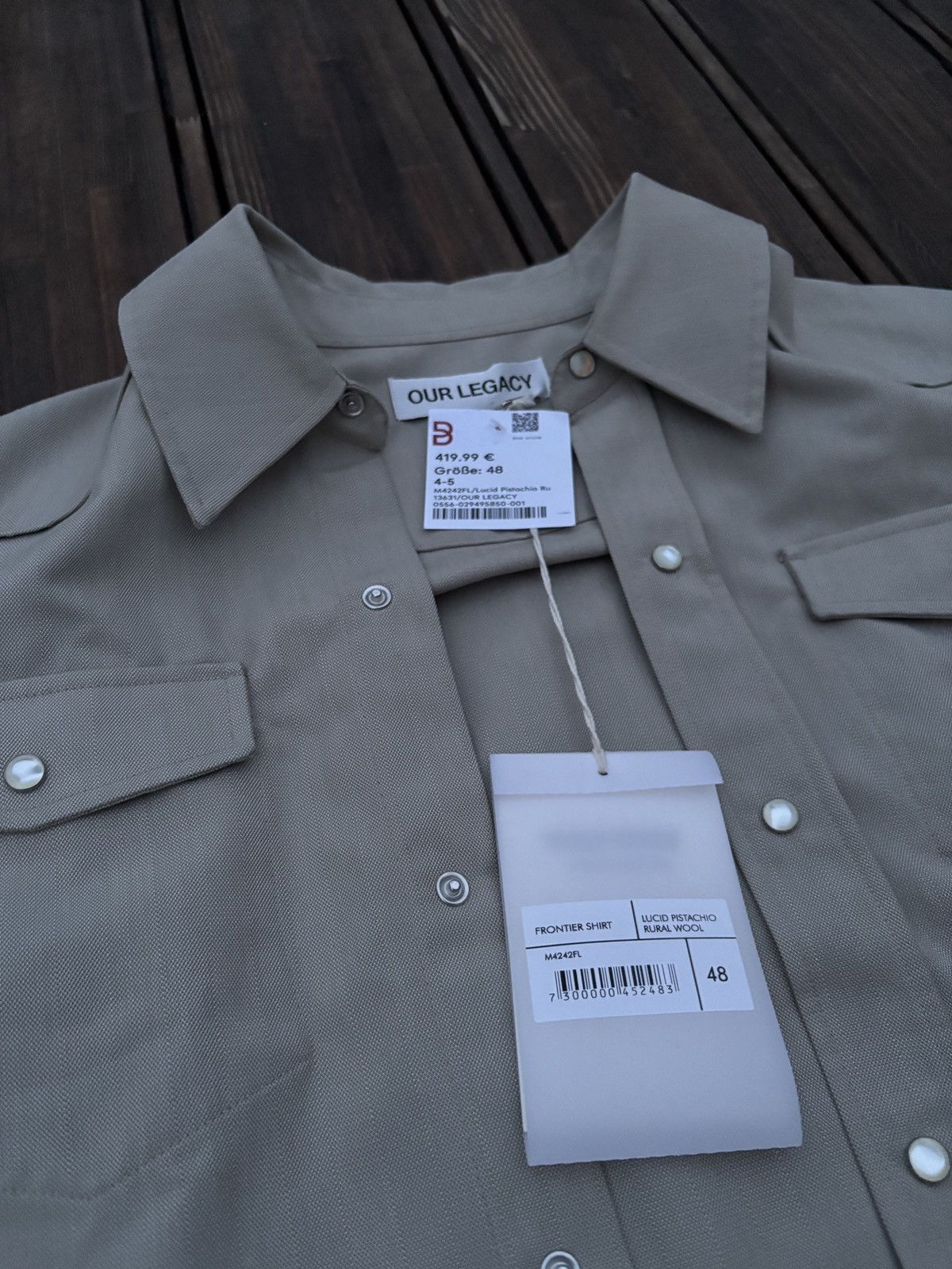 Our Legacy Our Legacy Frontier Shirt Lucid Pistachio Rural Wool Size US M / EU 48-50 / 2 - 9 Thumbnail