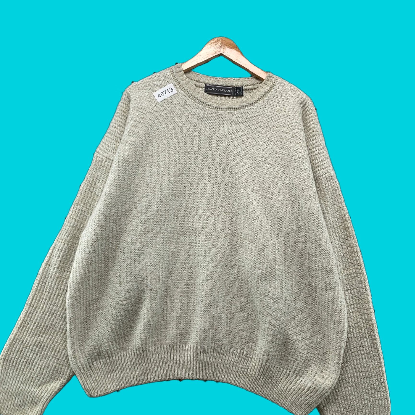 Vintage VINTAGE David Taylor Sweater Mens XLT XL Tall Beige Knit Grandpa Dad USA Crew Neck Pullover Winter Fall Beige 90s Dad Mens Size US XL / EU 56 / 4 - 1 Thumbnail