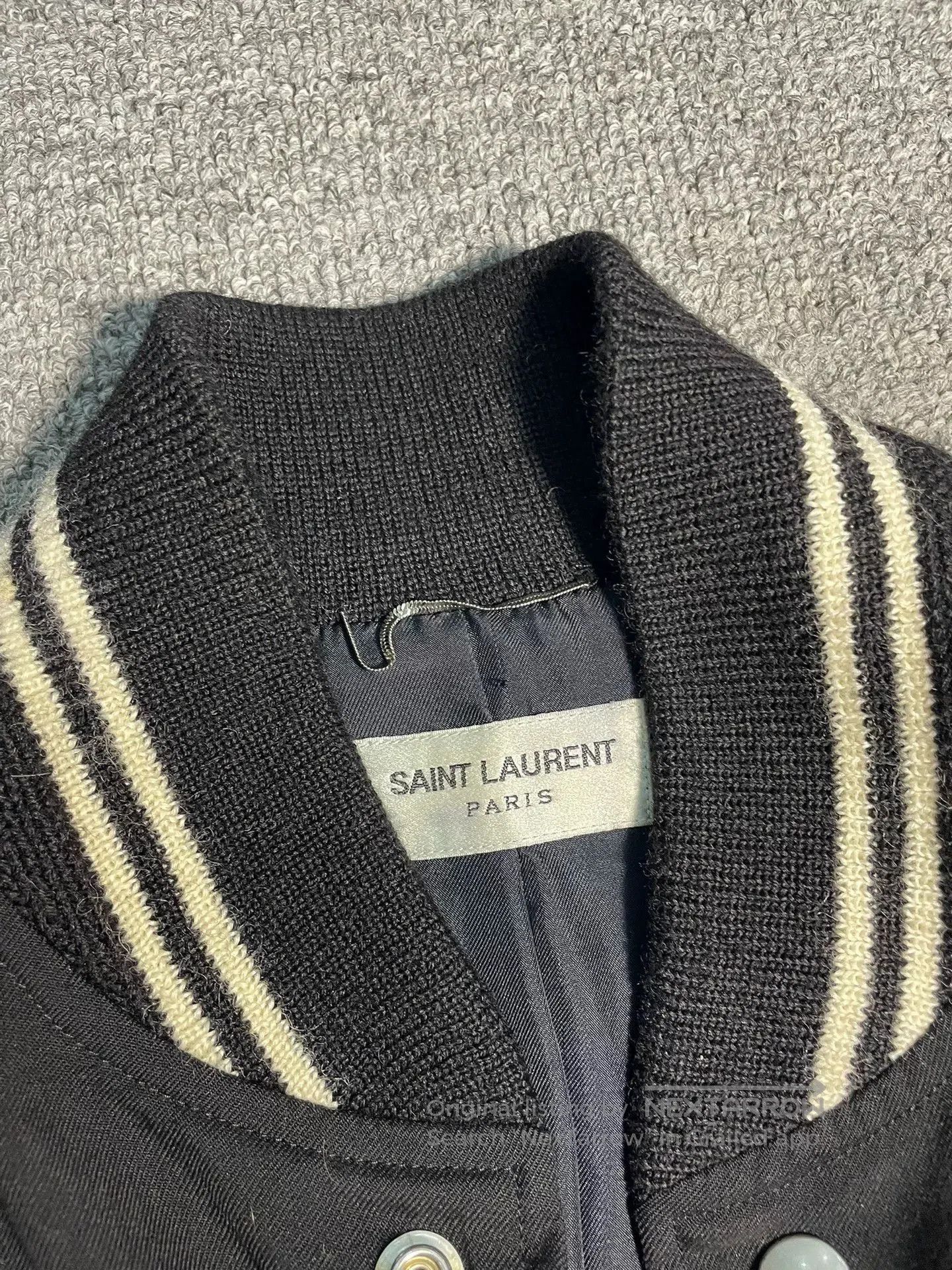 Saint Laurent Paris Saint Laurent Black Leather Accent Baseball Jacket. Size US XS / EU 42 / 0 - 5 Thumbnail