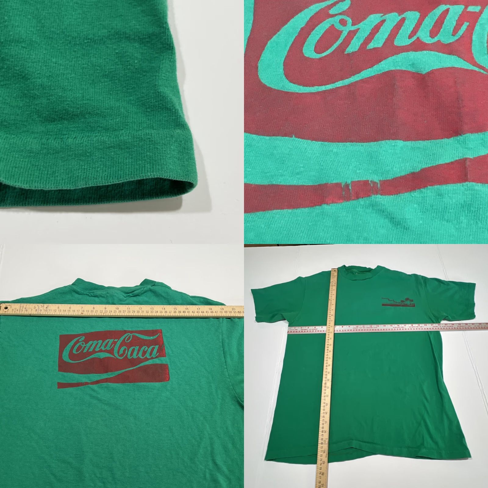 Hanes VINTAGE Hanes Rosarita Beach Mexico Graphic Shirt XL Green Unisex 1990s Short Sleeve 22" Chest Single Stitch Mens Womens Size US XL / EU 56 / 4 - 8 Thumbnail