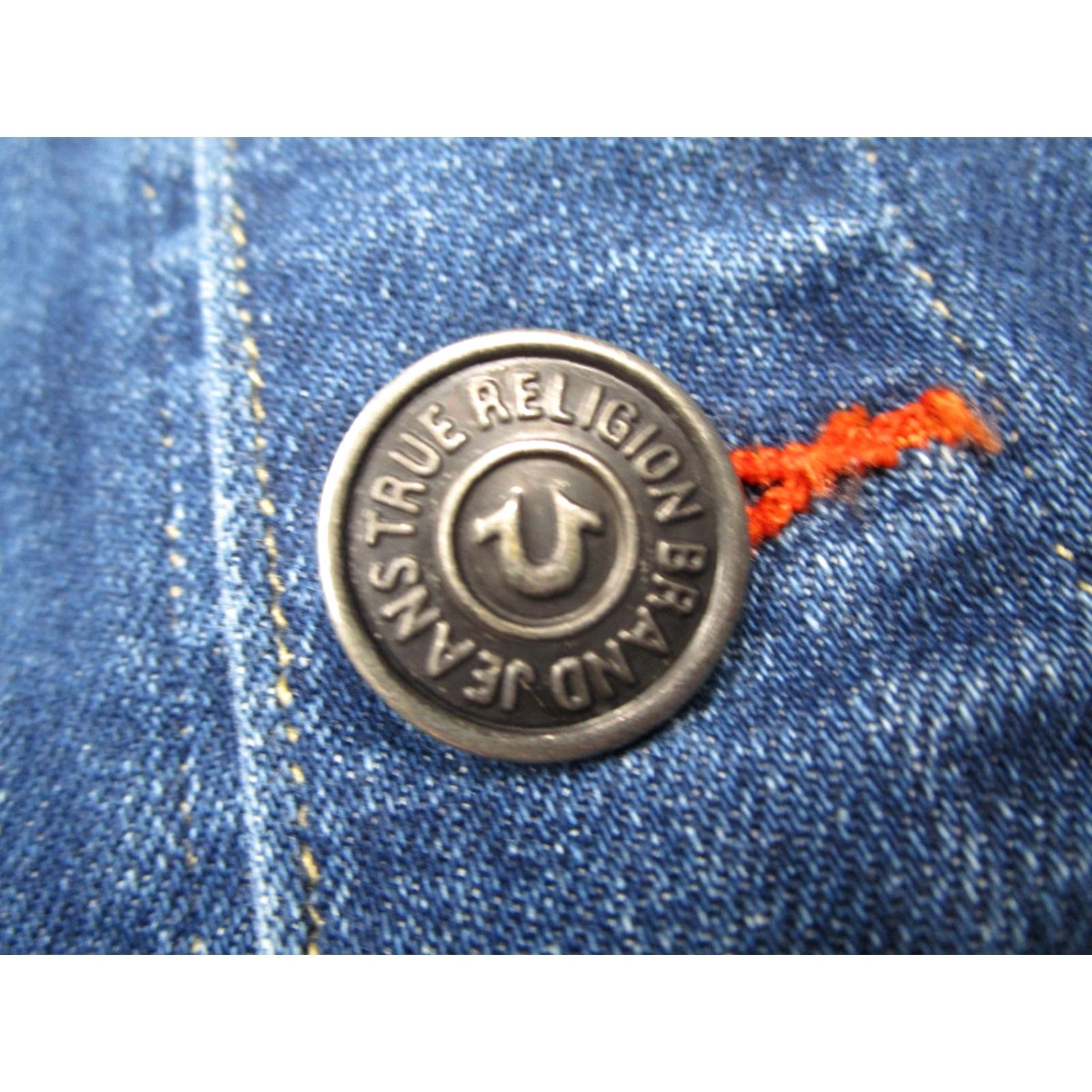 True Religion TRUE RELIGION Jacket Womens Small Blue Button Up Dusty Denim Distressed Trucker Size S / US 4 / IT 40 - 3 Thumbnail