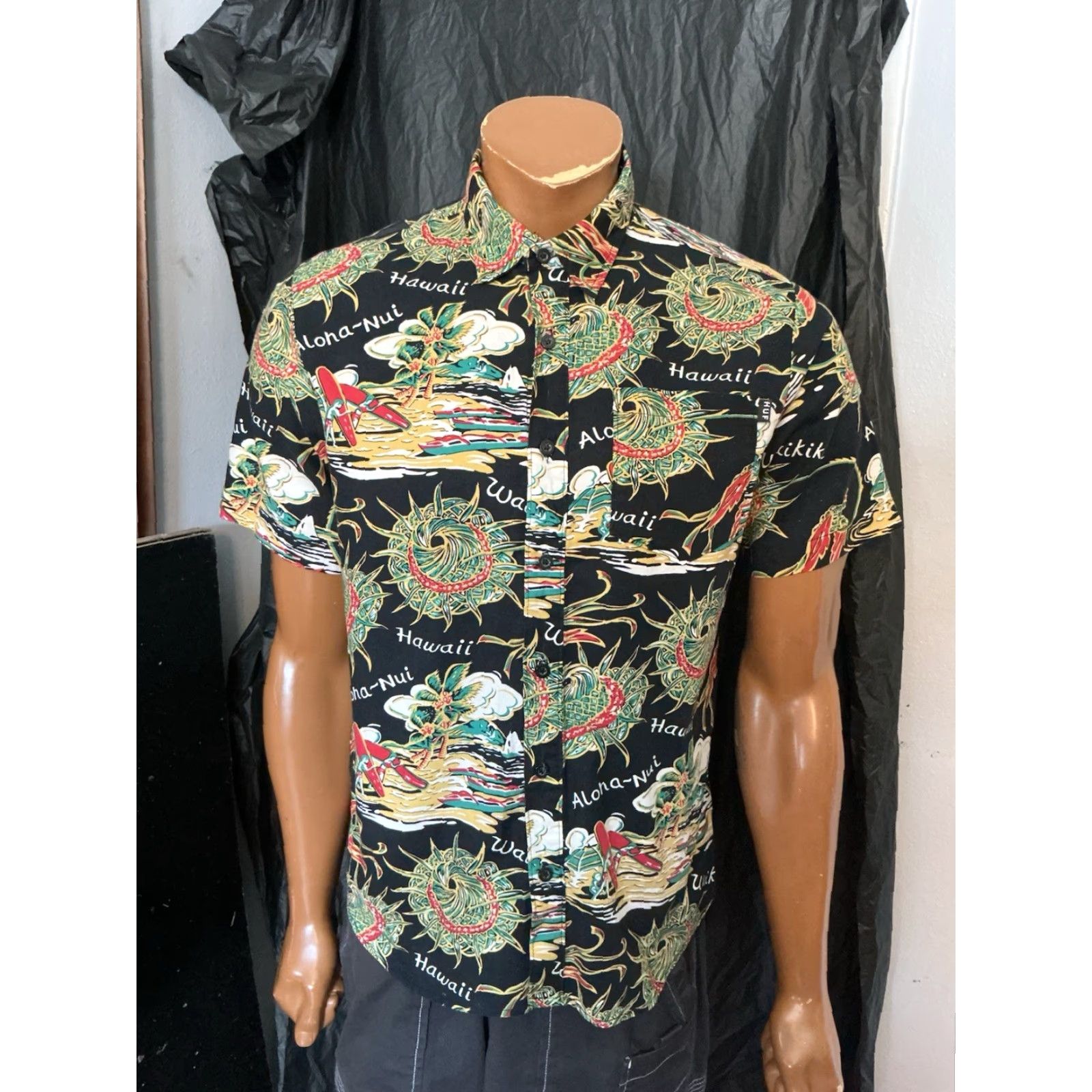 Huf Huf Worldwide Aloha Nui Hawaii All Over Print Hawaiian Button Front S/S Shirt MD M Multicolor Mens Shirt Size US M / EU 48-50 / 2 - 7 Thumbnail