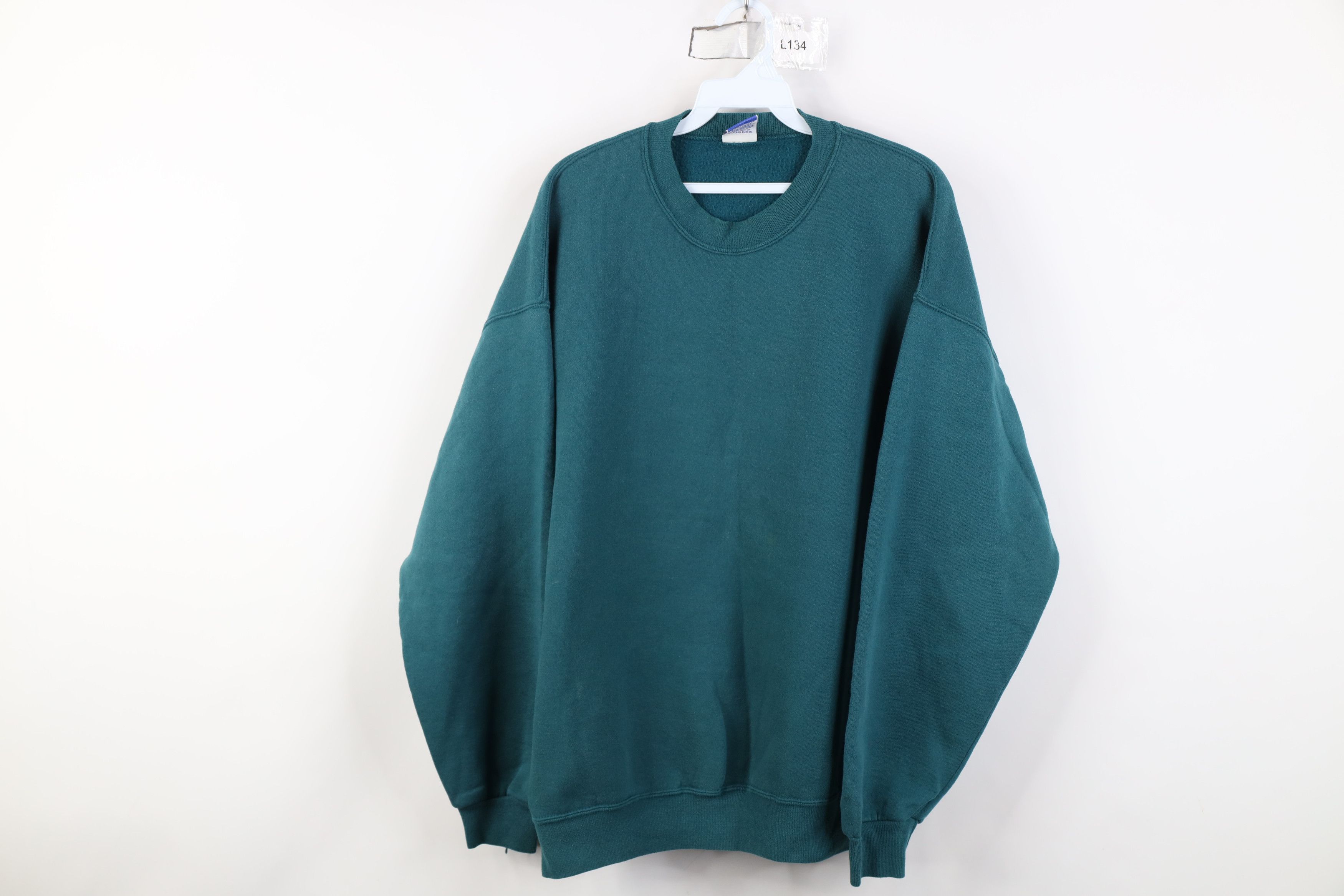 Vintage Vintage 90s Bike Blank Heavy Crewneck Sweatshirt Teal USA Size US XL / EU 56 / 4 - 1 Thumbnail