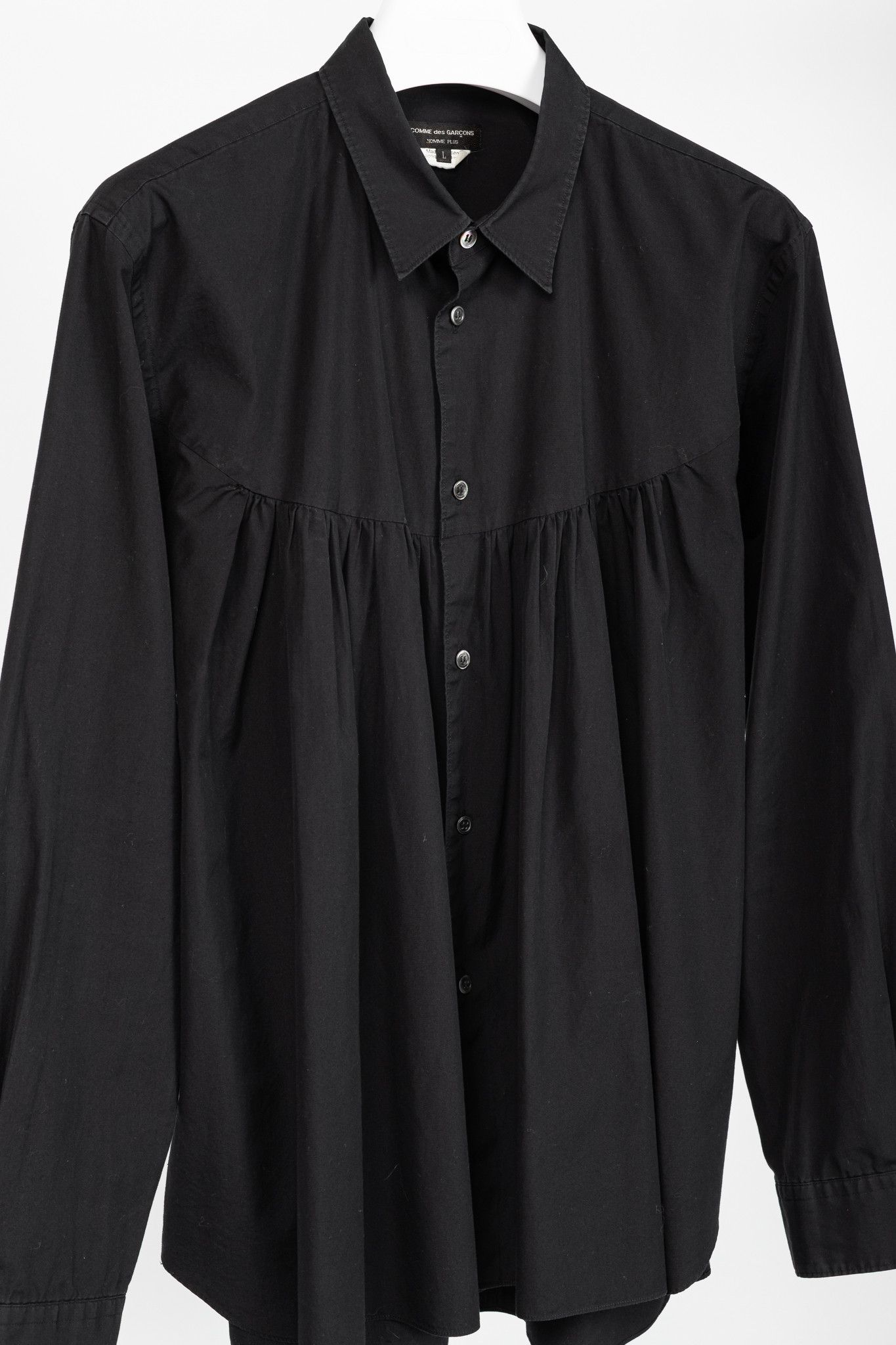 Comme des Garcons Homme Plus CDG Homme Plus Cotton-Poplin Gathered-Yoke Buttoned Shirt Size US L / EU 52-54 / 3 - 3 Thumbnail