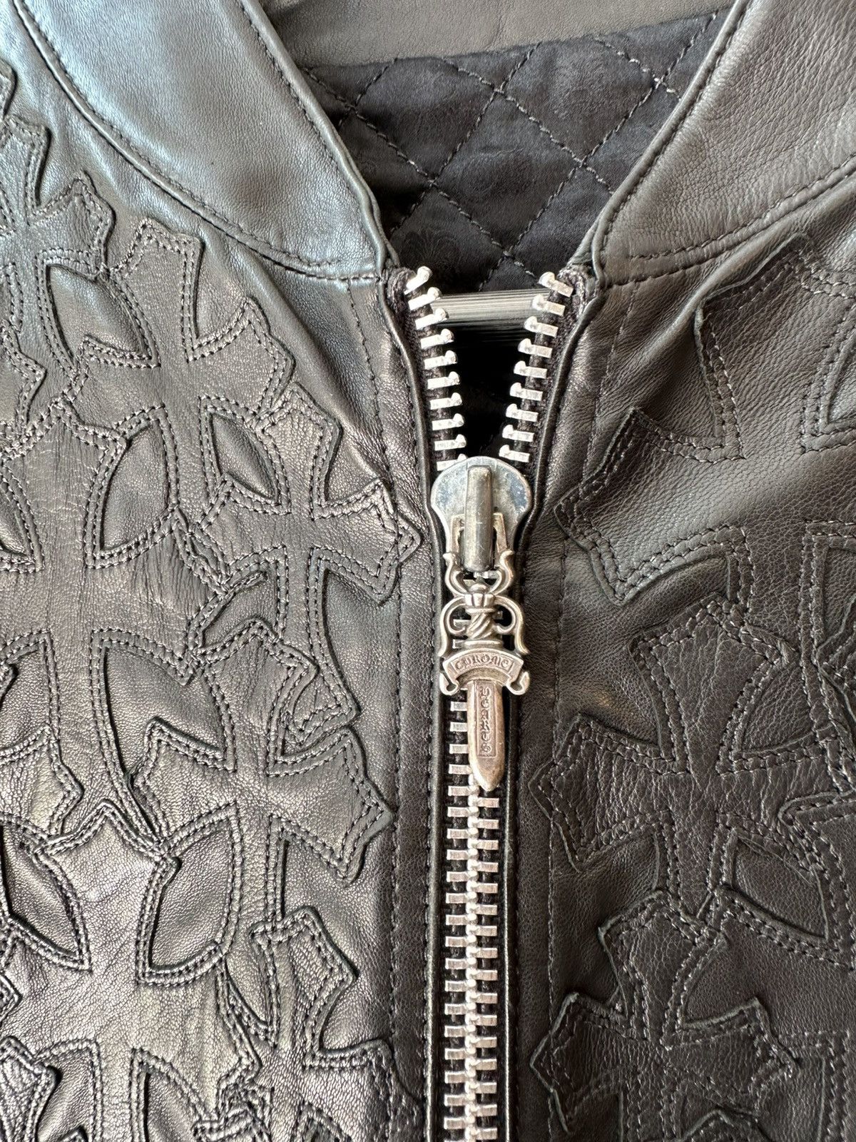 Chrome Hearts FLOODED CHROME HEARTS LEATHER ZIP VEST Size US M / EU 48-50 / 2 - 5 Thumbnail