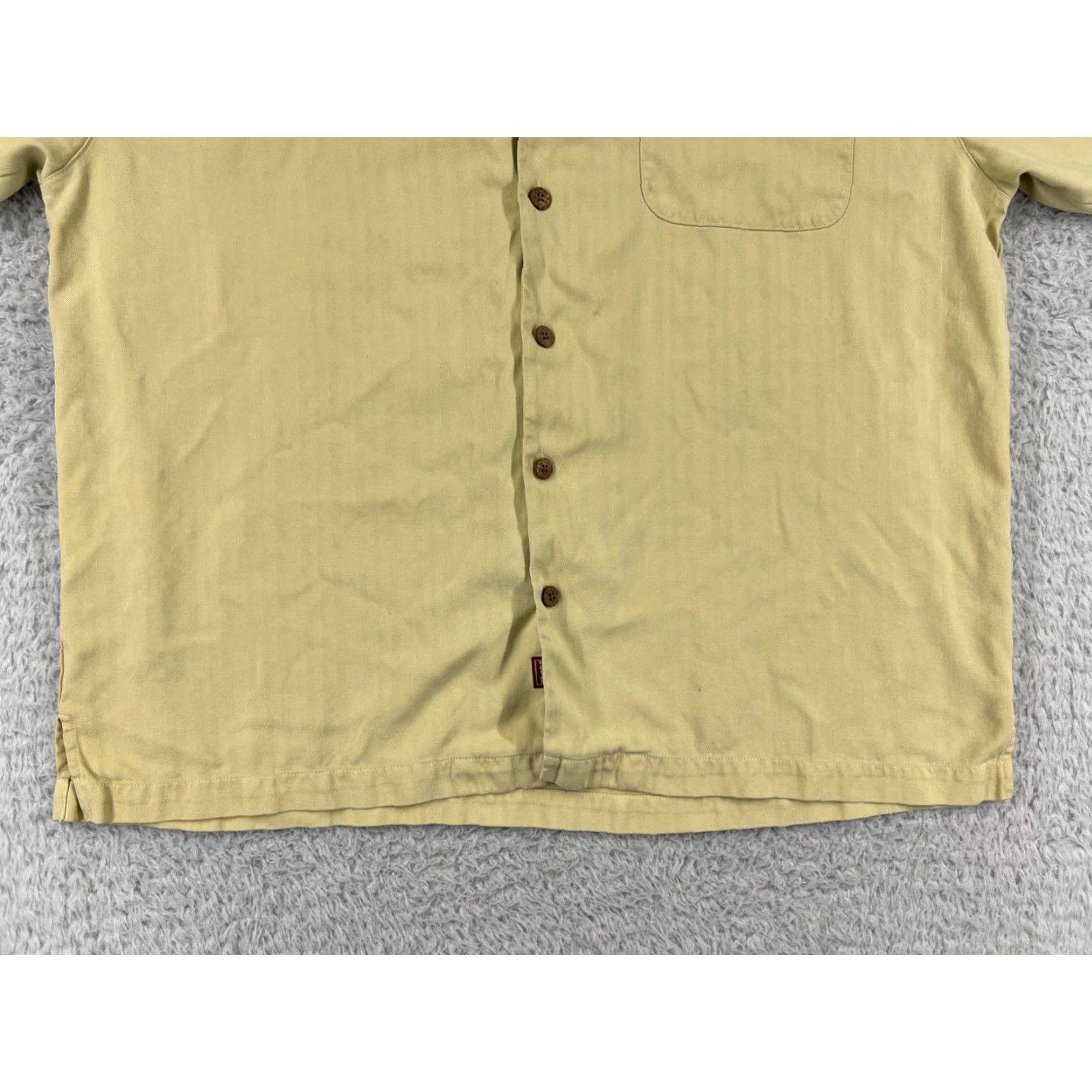 Tommy Bahama Tommy Bahama Shirt Mens XL Yellow Stripe Silk Button-Up Hawaiian Camp Hawaii Aloha Resort Beach Vacation Shirt Mens Size US XL / EU 56 / 4 - 4 Thumbnail