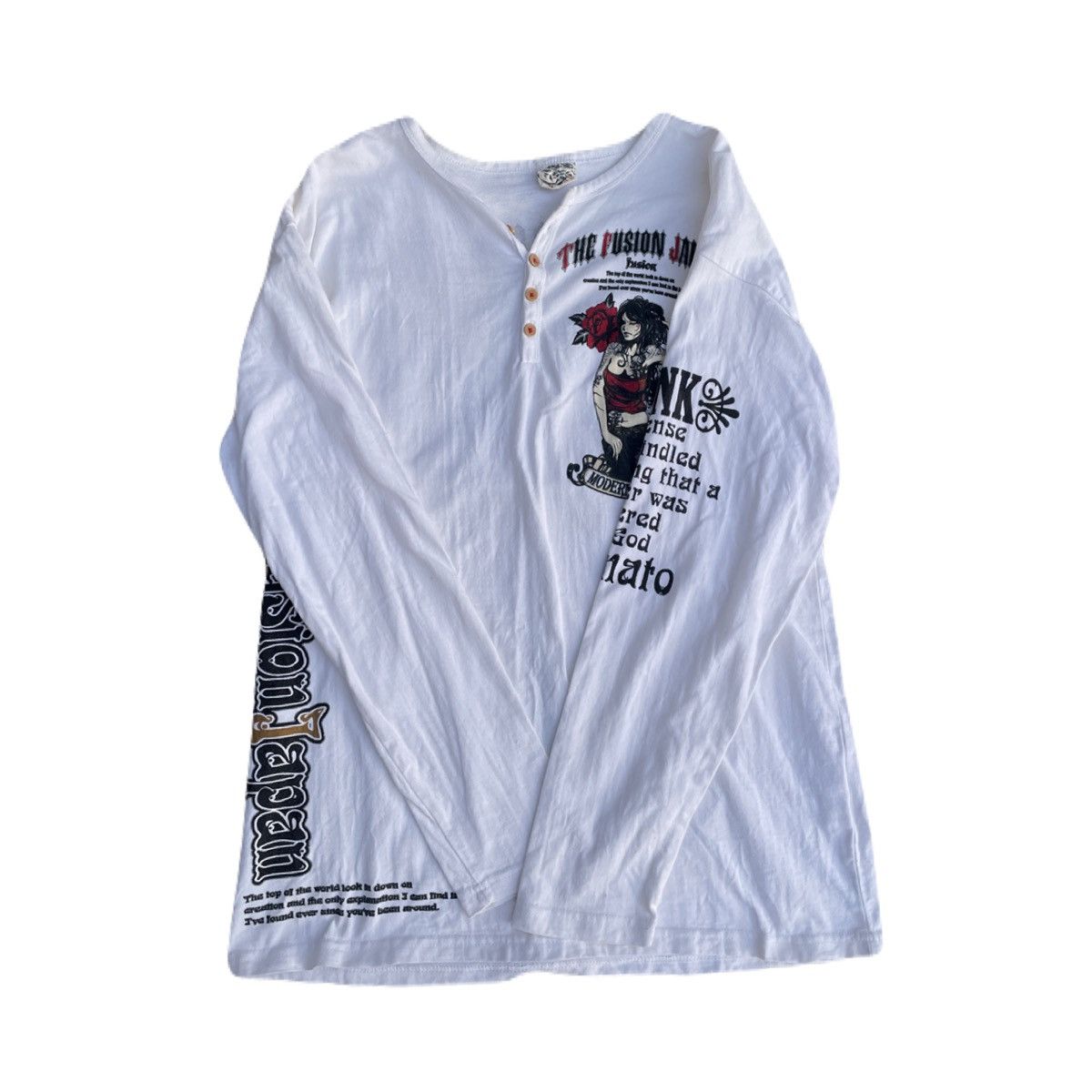 If Six Was Nine 2000s Japanese archive Yakuza girl Sukajan Long Sleeve Tee Size US L / EU 52-54 / 3 - 2 Thumbnail