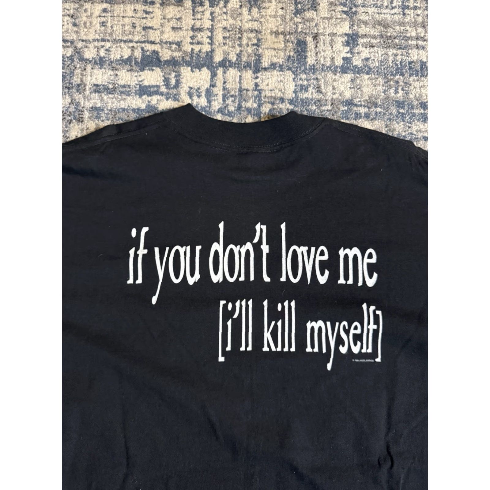 Folk VINTAGE Pete Droge If You Don’t Love Me I’ll Kill Myself T Shirt XL Black 90s Band Folk Music Rock Graphic Print Crew Neck Short Sleeve Men XL Stone? Size US XL / EU 56 / 4 - 5 Thumbnail