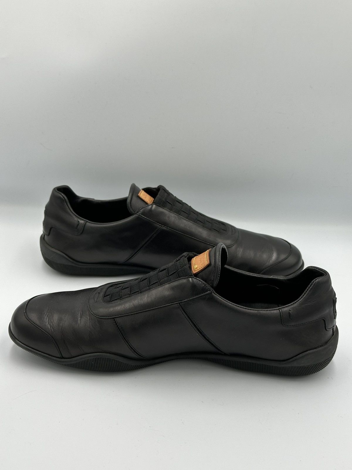 Louis Vuitton Louis Vuitton Black Leather Slip-On Sneakers Woven Panel Size US 9 / EU 42 - 8 Thumbnail