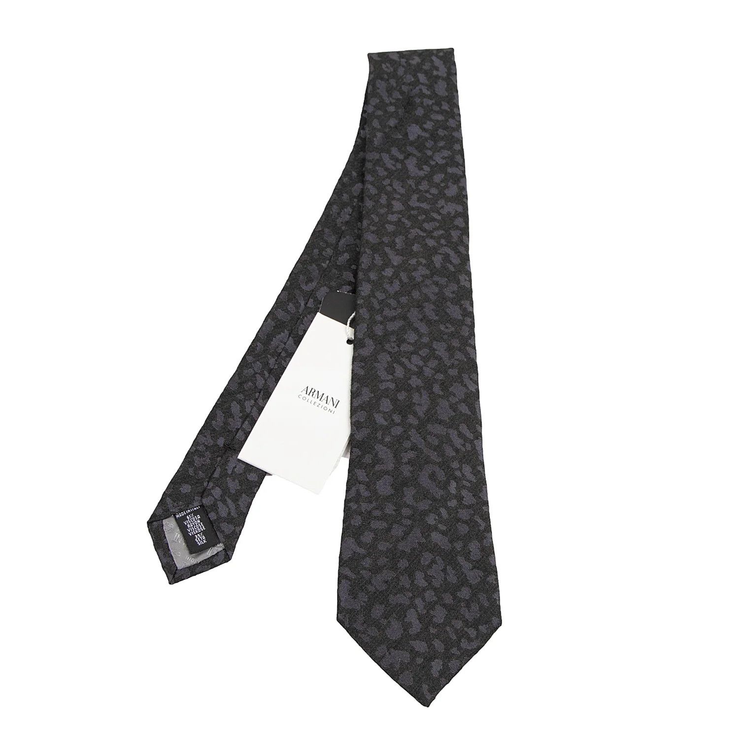 Armani Collezioni Camouflage Jacquard Tie in Brown and Navy Size ONE SIZE - 1 Thumbnail