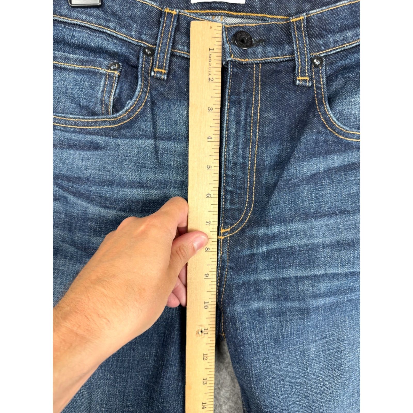 Vintage ASKK NY Jeans Women's 30 x 28 Denim Blue High-Rise Stretch Wide-Leg Regular 5-Pocket City Classic Minimal Designer Made USA Jeans Size 30" / US 8 / IT 44 - 7 Thumbnail