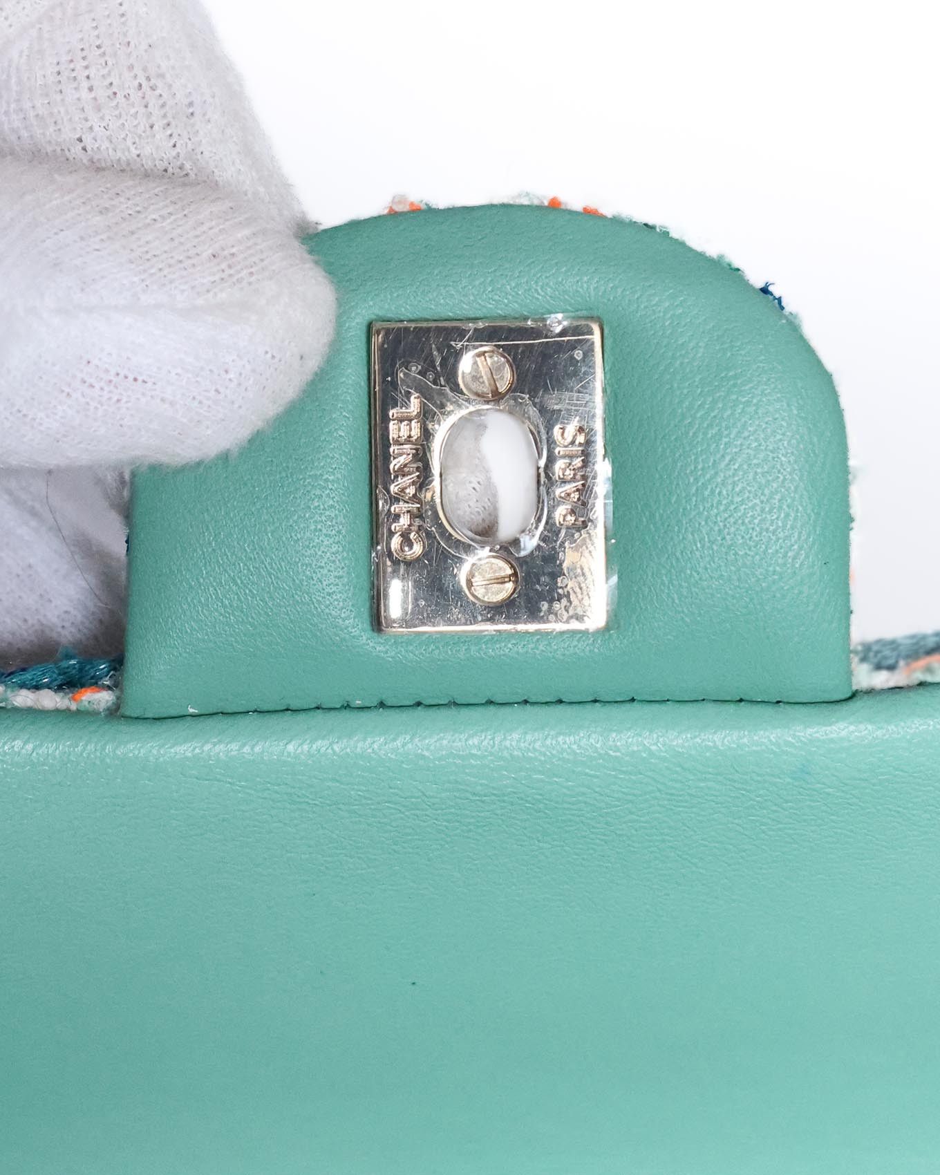 Chanel Mini Classic Flap Bag Green Multicolor Tweed 2019 Size ONE SIZE - 14 Thumbnail