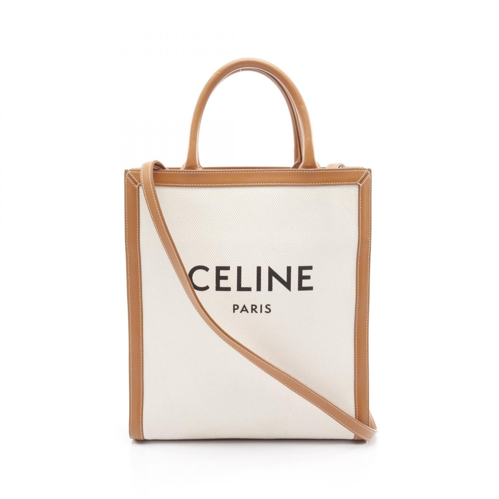 Celine Celine Celine Small Vertical Cabas Canvas Leather 2way Tote Bag Canvas Tote Bag 192082BNZ DUTY FREE for USA Size ONE SIZE - 1 Thumbnail