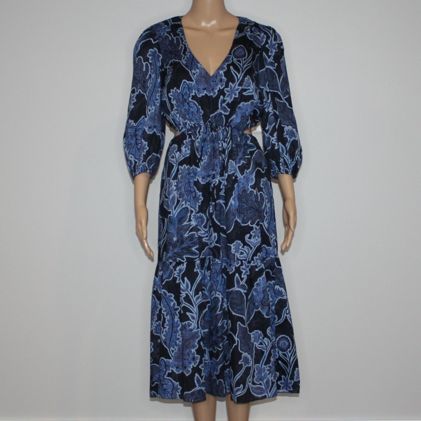Parker Dixie Printed Tie Waist Marine Safari Blue Dress NWT $348 Size M / US 6-8 / IT 42-44 - 2 Thumbnail