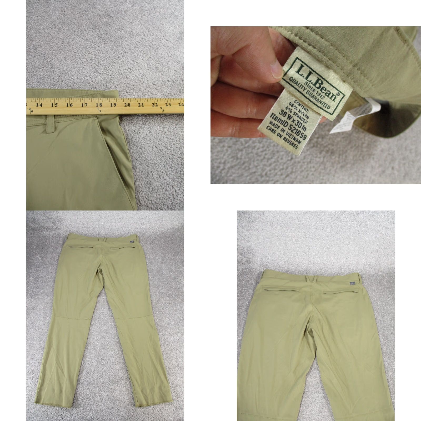 Vintage L.L.Bean Pants Mens 38 Khaki Beige Lightweight Nylon Slim Fit 38X30 Inseam 30 Size US 38 / EU 54 - 8 Thumbnail