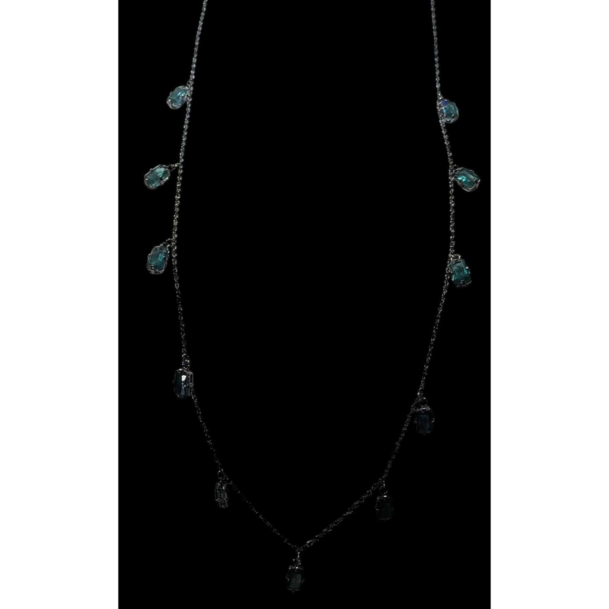 Other Gothic Green Gemmed Gunmetal Tone Charm Necklace Size ONE SIZE - 3 Thumbnail