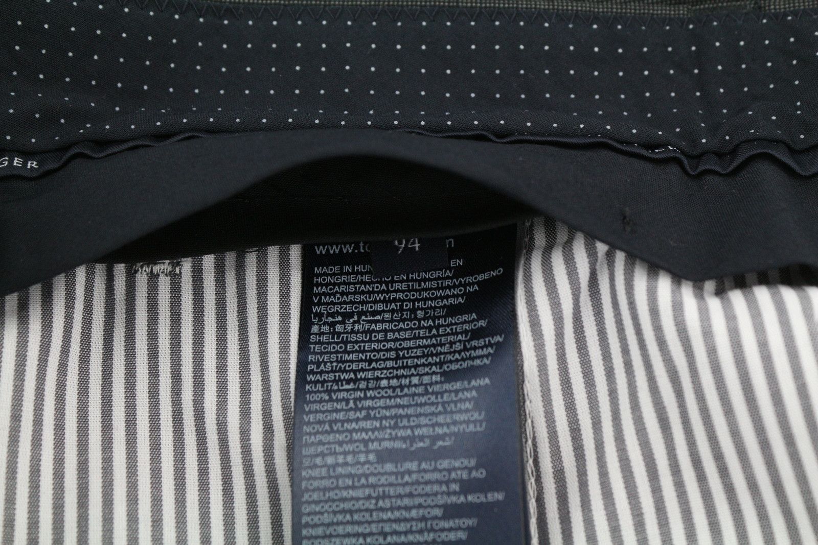 Tommy Hilfiger RHAMES 94 Long Grey Wool Patterned Tapered Leg Pants 85316 Size US 32 / EU 48 - 7 Thumbnail