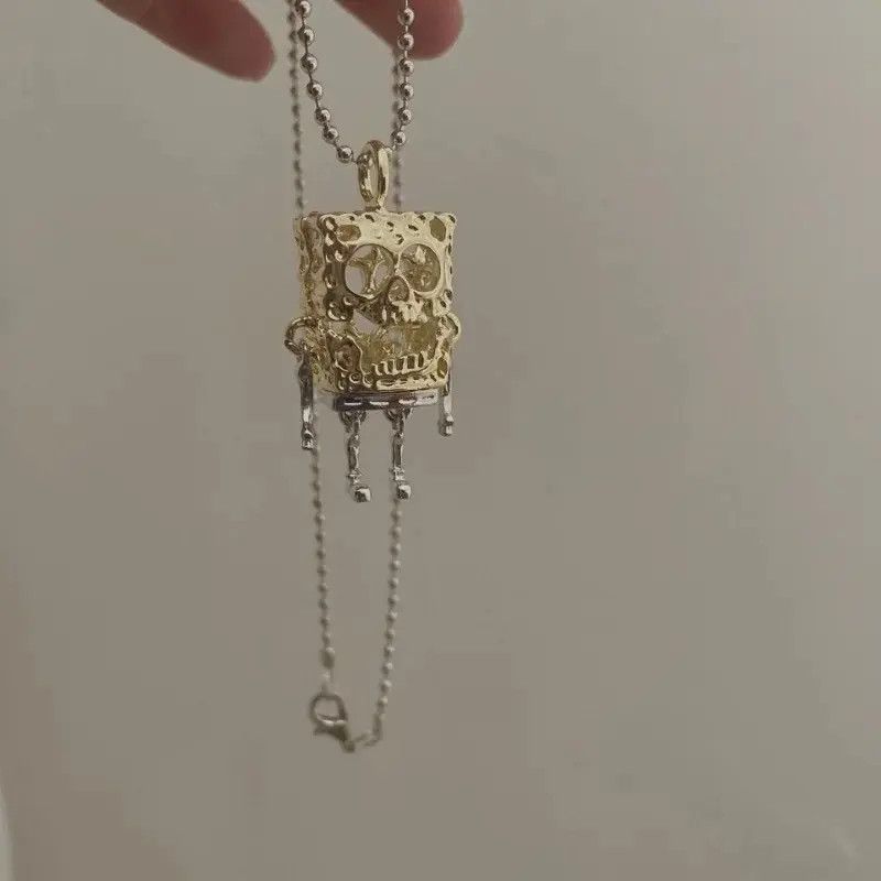 Jewelry SpongeBob Skeleton Pendant Necklace Size ONE SIZE - 4 Thumbnail