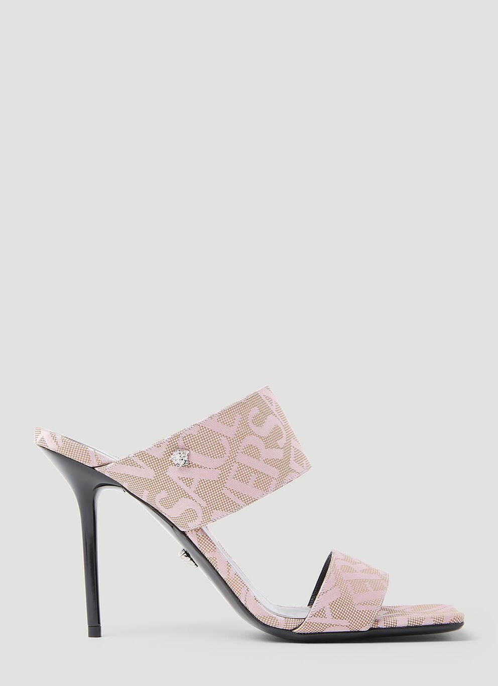 image of Versace Logo Jacquard Mule Shoes Sandals in Pink, Women's (Size 7)