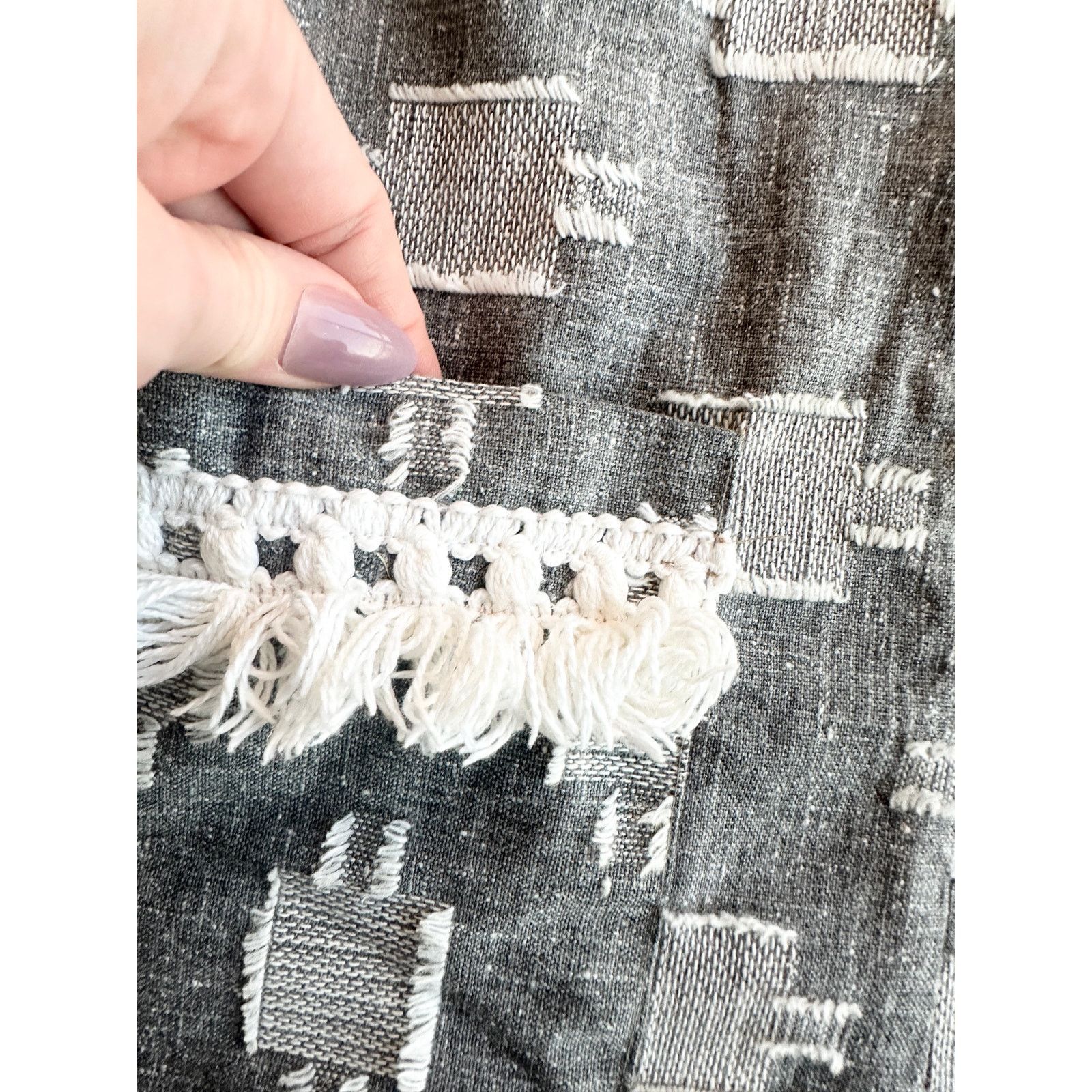 Homemade 70s Grey & White Slub Knit Fringe Set Size 28" / US 6 / IT 42 - 4 Thumbnail