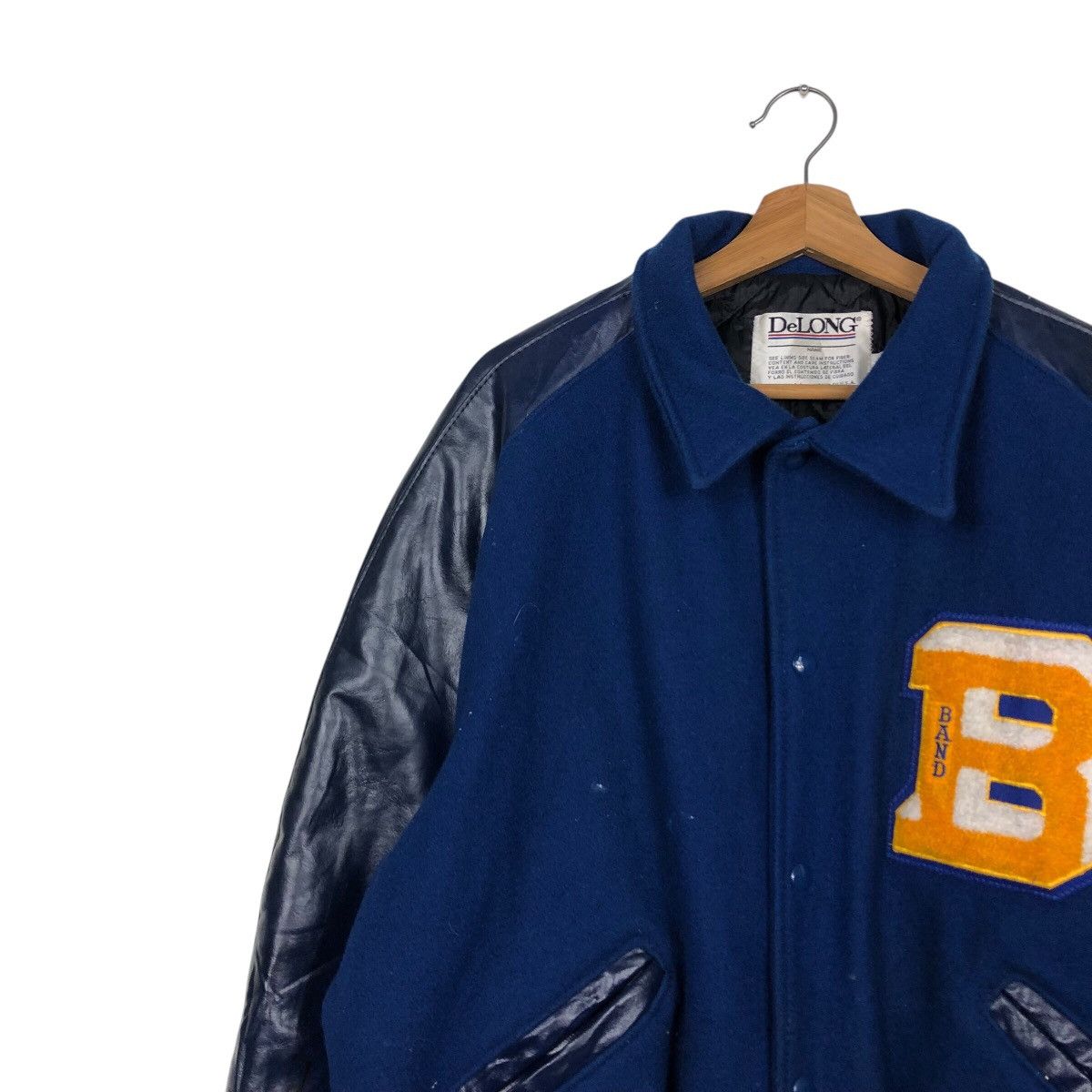 Delong 📌Vintage Leather Varsity Jacket Delong Made in Usa Size US XL / EU 56 / 4 - 8 Thumbnail
