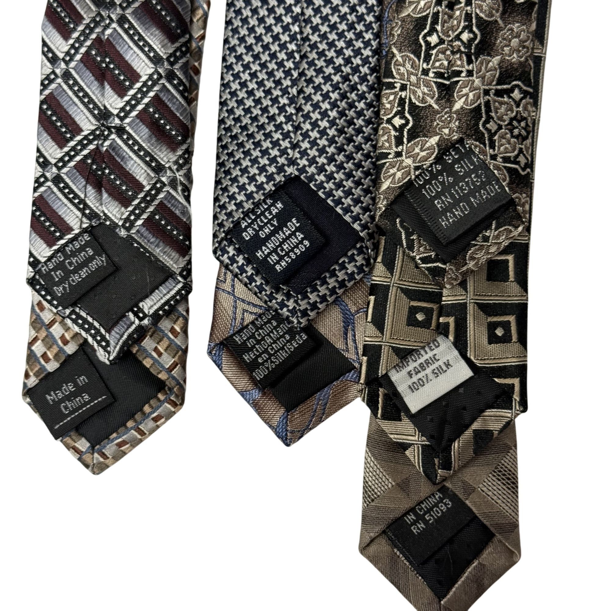 Roundtree & Yorke 7 pc DESIGNER Metallic GEOMETRIC Woven Silk Necktie Lot Size ONE SIZE - 7 Thumbnail