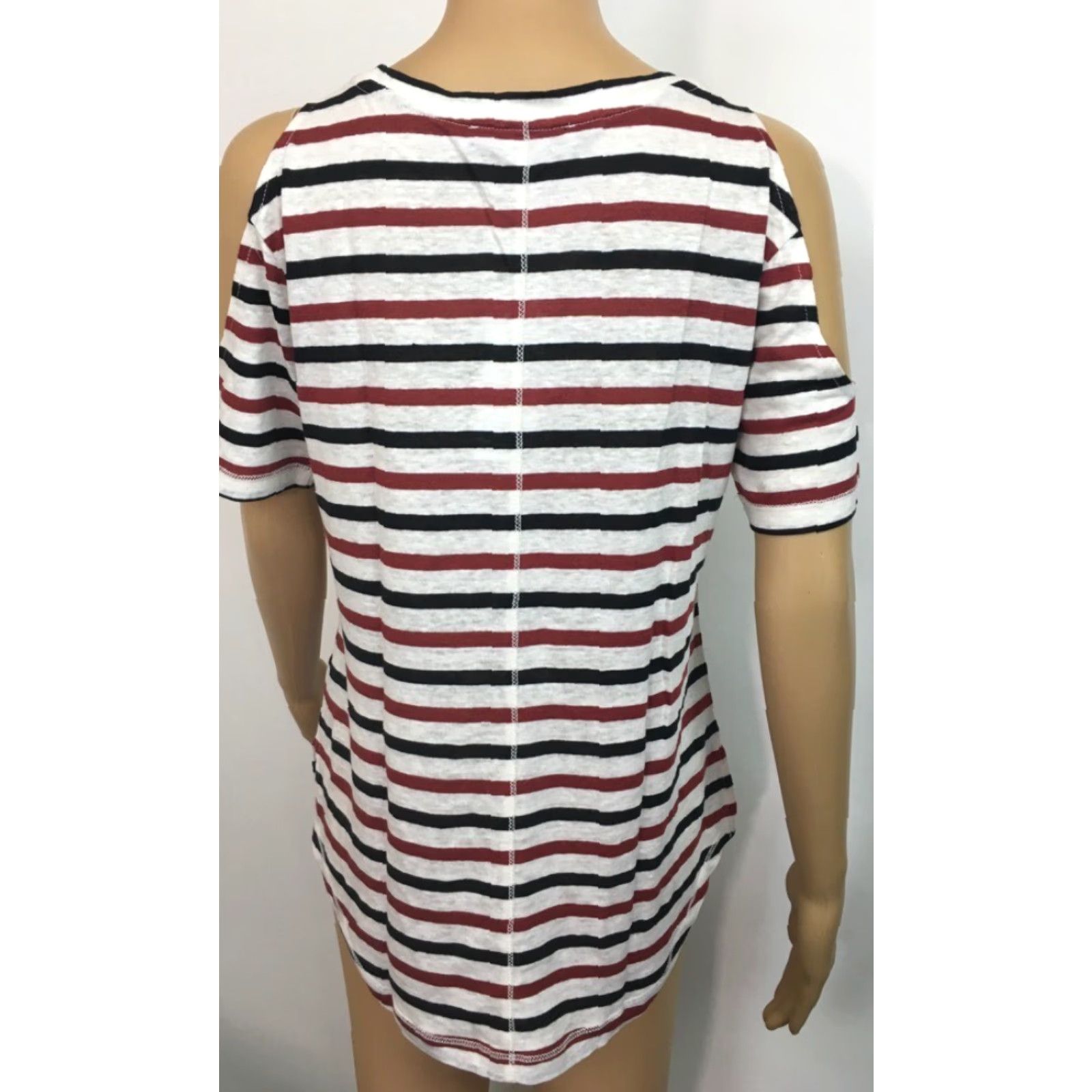 Sanctuary Sanctuary Top Women's Multicolor Stripe Short Sleeve Cold Shoulder Linen Tunic S Size S / US 4 / IT 40 - 3 Thumbnail