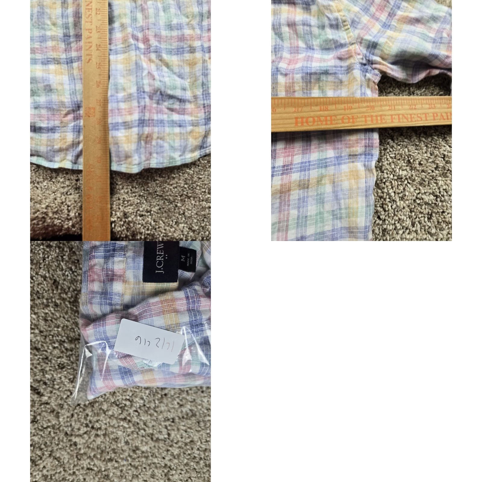 J.Crew J.Crew Shirt Mens M Multicolor Plaid Linen Cotton Button-Down Casual Regular Size US M / EU 48-50 / 2 - 8 Thumbnail