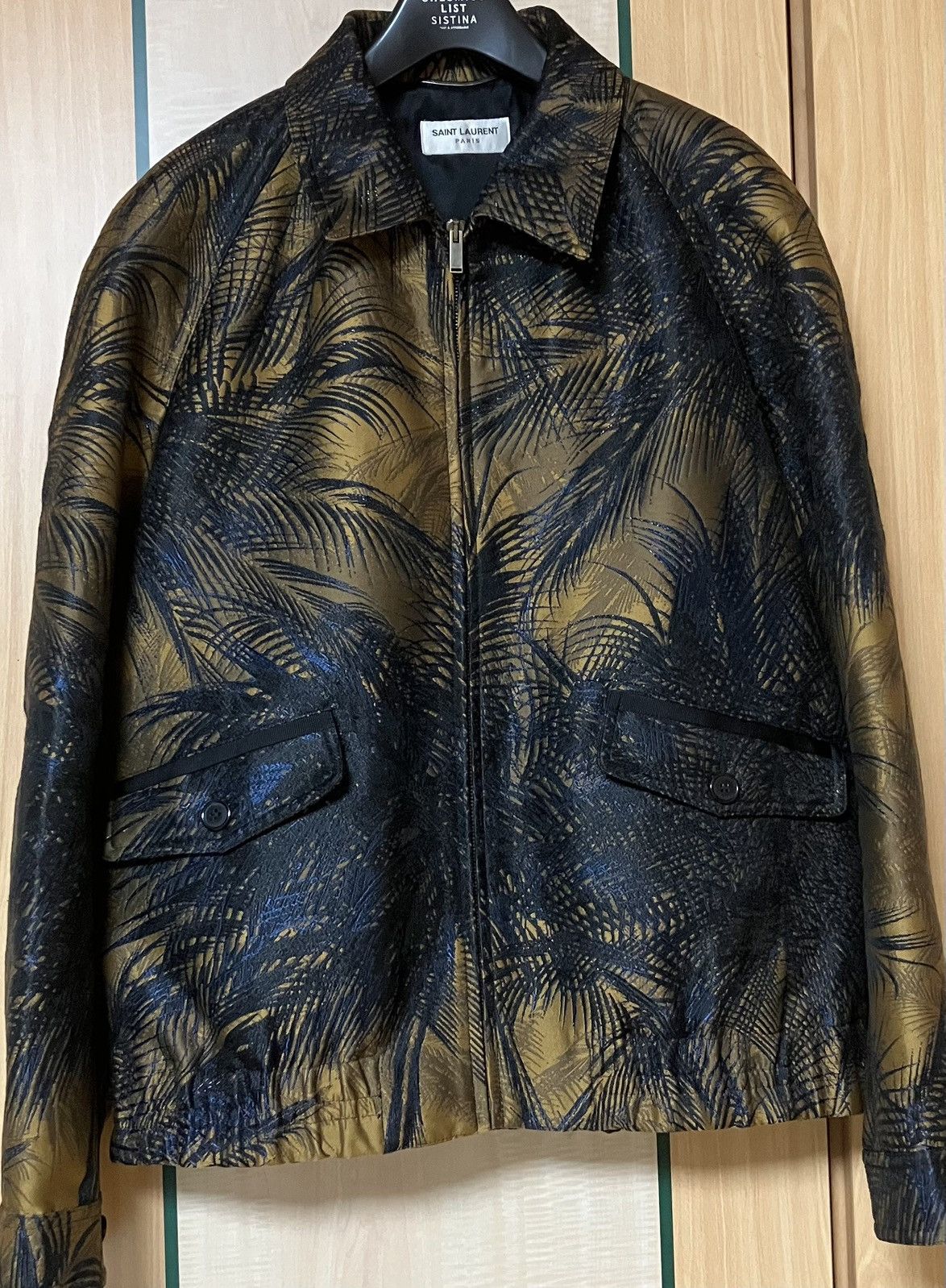 SAINT LAURENT PALLADIUM Teddy Jacket in Black Satin Viscose