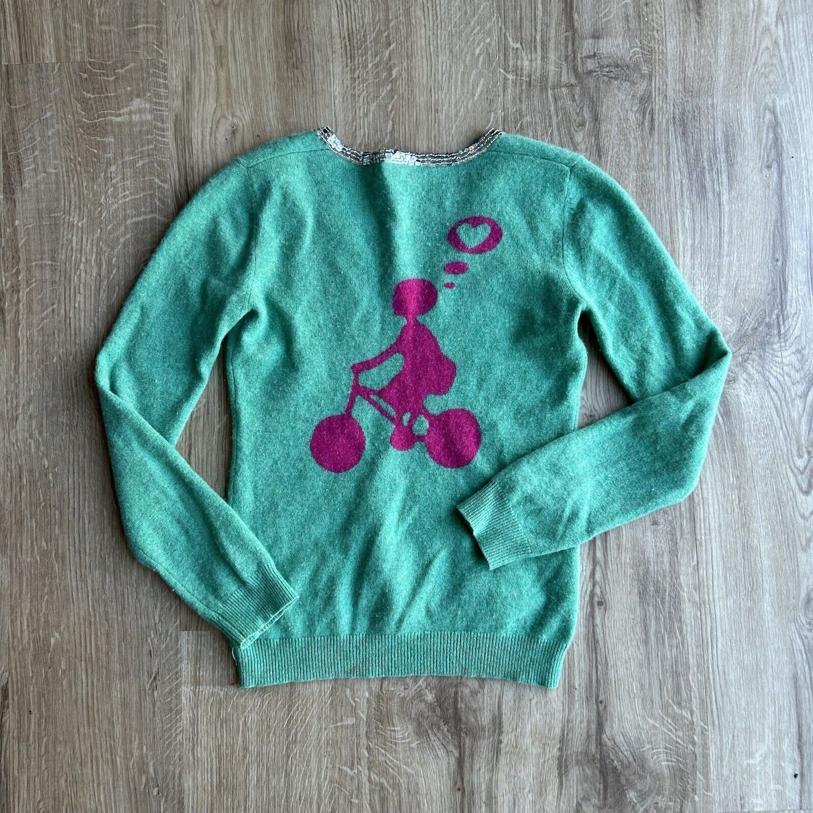 Escada Sport Escada Sport Top Green Cashmere Pullover Sweater Top Beaded Size M / US 6-8 / IT 42-44 - 6 Thumbnail