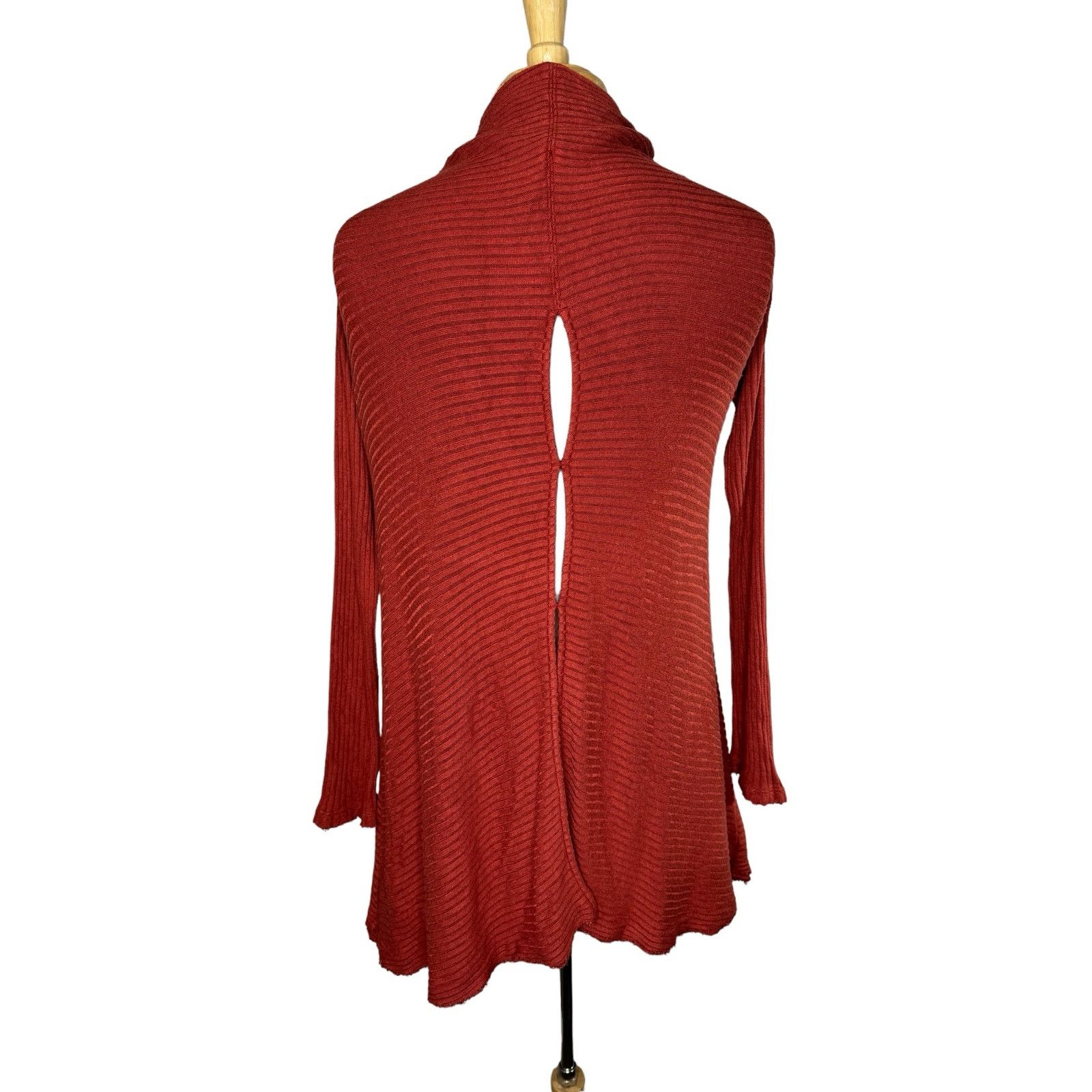 Free People WE THE FREE People Lover Rib Orange Split Mock Top Small Size S / US 4 / IT 40 - 3 Thumbnail