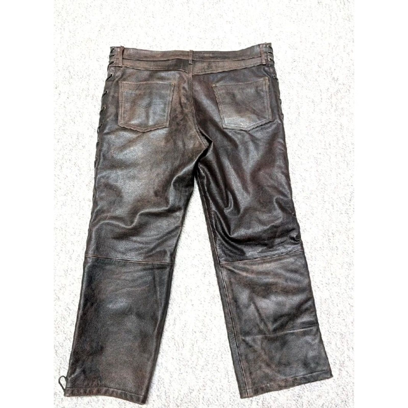 Vintage VINTAGE motorcycle pants cowhide leather 40x30 brown Western jeans Mens Size US 40 / EU 56 - 5 Thumbnail