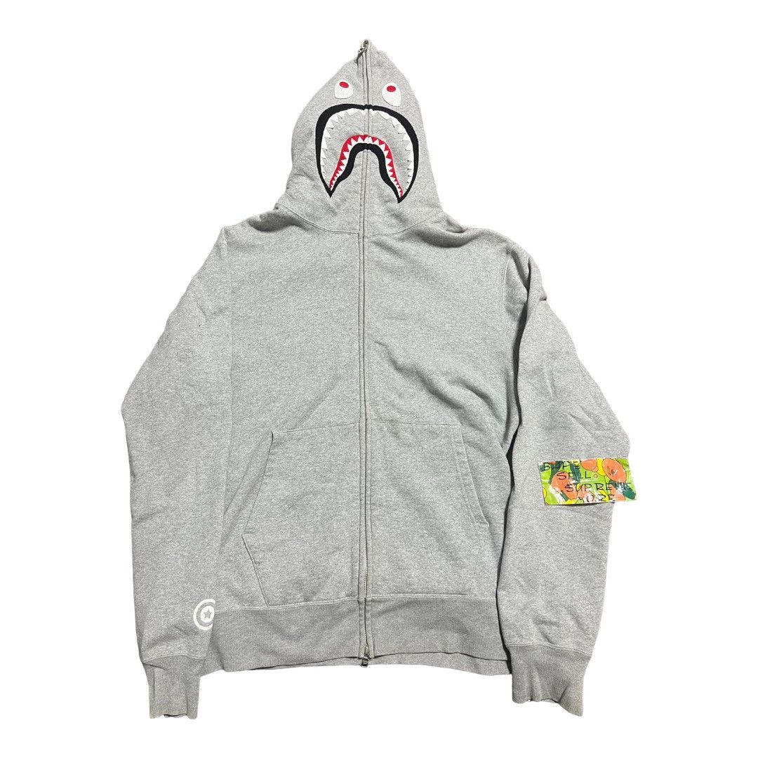 Bape BAPE Shark Full Zip Hoodie Gray Grailed