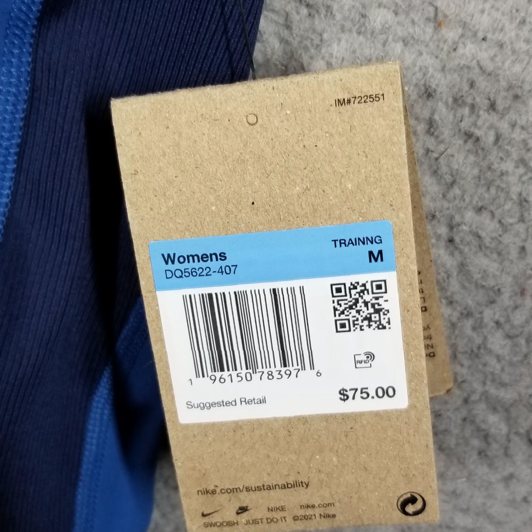 Nike Nike Women's Medium Blue Leggings Yoga High-Waisted Ribbed-Panel Stretch Compression Activewear Size 32" / US 10 / IT 46 - 2 Thumbnail