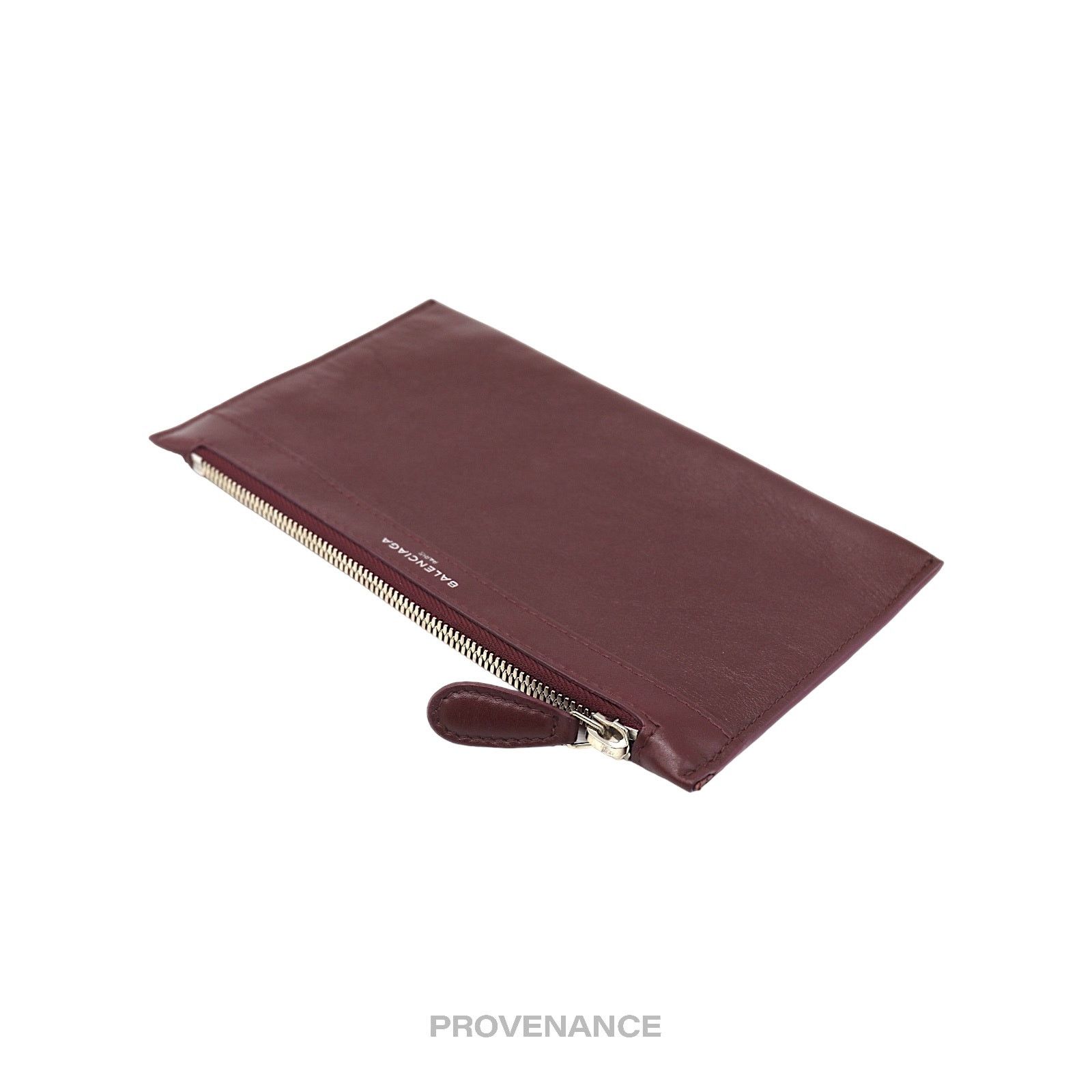 🔴 Balenciaga Zip Pouch Wallet Bordeaux Leather
