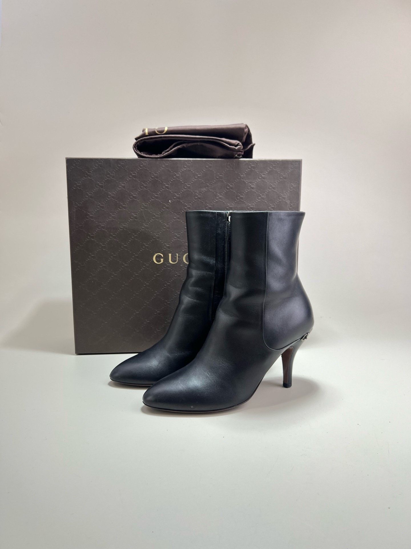 Gucci Gucci Black Leather Short Boots Size US 5.5 / IT 35.5 - 1 Thumbnail