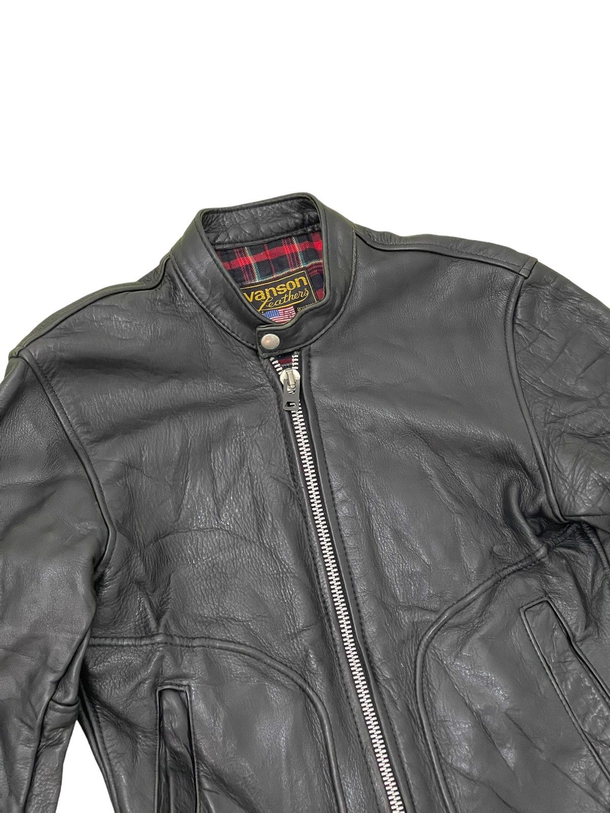 Genuine Leather Cafe Racer Vanson Leathers USA Leather Jacket 3🟦 Size US S / EU 44-46 / 1 - 1 Thumbnail