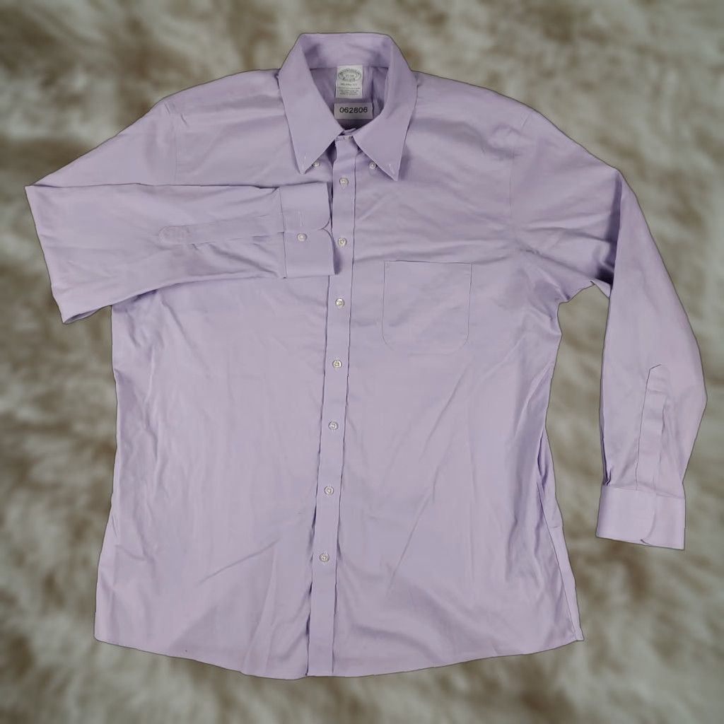 Brooks Brothers Brooks Brothers Dress Shirt Mens Size 17 Purple Long Sleeve Button Up Casual Formal Size 46R - 1 Thumbnail